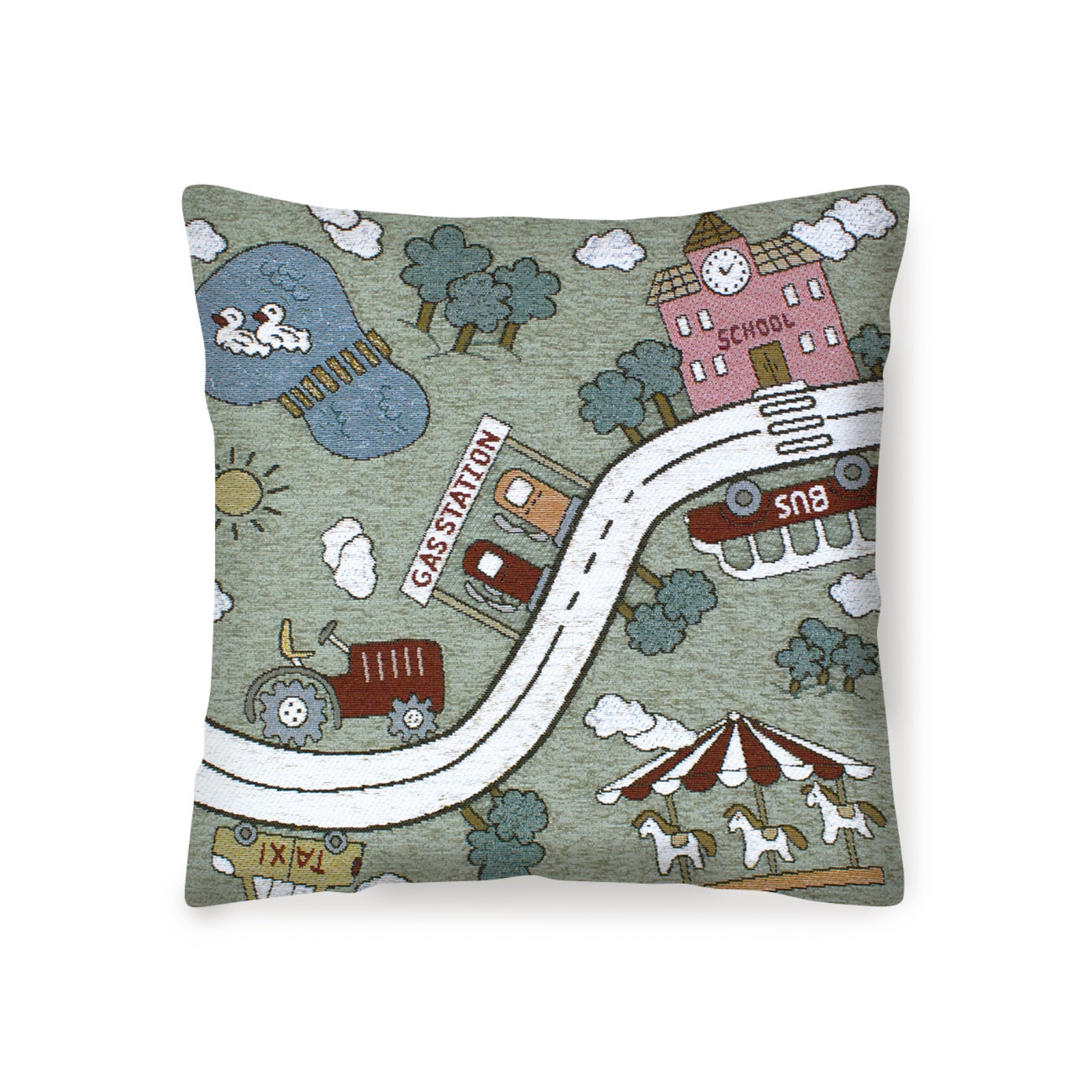 PAAR JACQUARD-DEKOKISSEN MIT ABNEHMBARER BEZUG 50X50 CM GRÜNE STRECKE