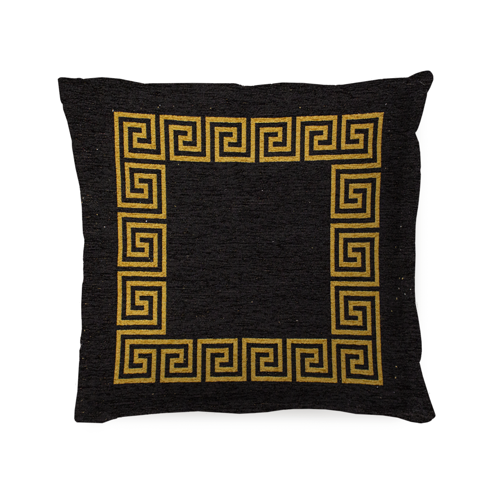 PAAR JACQUARD-DEKOKISSEN MIT ABNEHMBARER BEZUG 50X50 CM ATHEN SCHWARZ-SENF