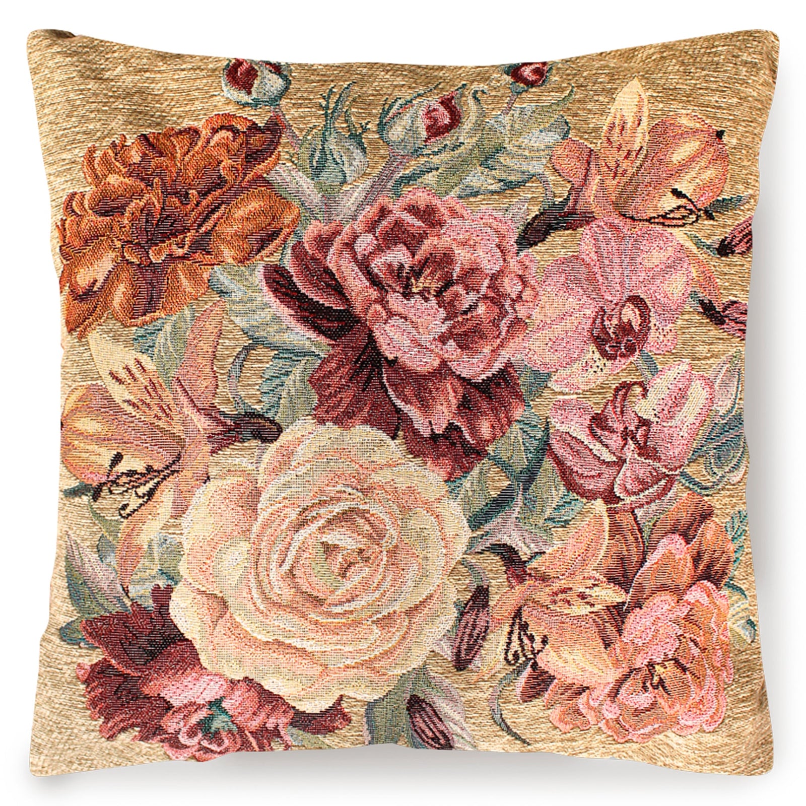 PAAR JACQUARD SOFAKISSEN ABNEHMBAR 50X50 CM ROSEN WILDLEDEROPTIK