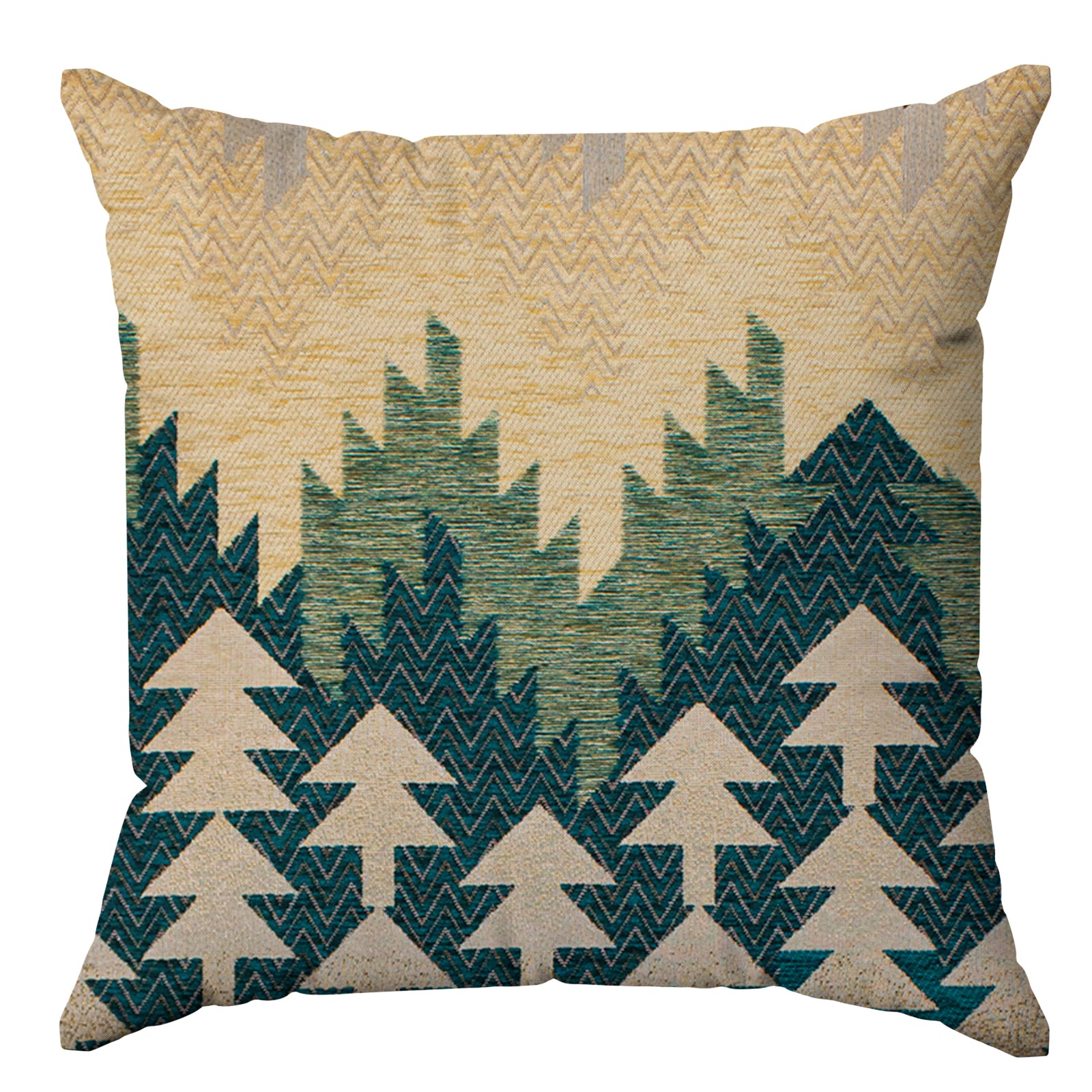 PAAR JACQUARD-DEKOKISSEN MIT ABNEHMBARER BEZUG 50X50 CM TANNENÖL PETROL