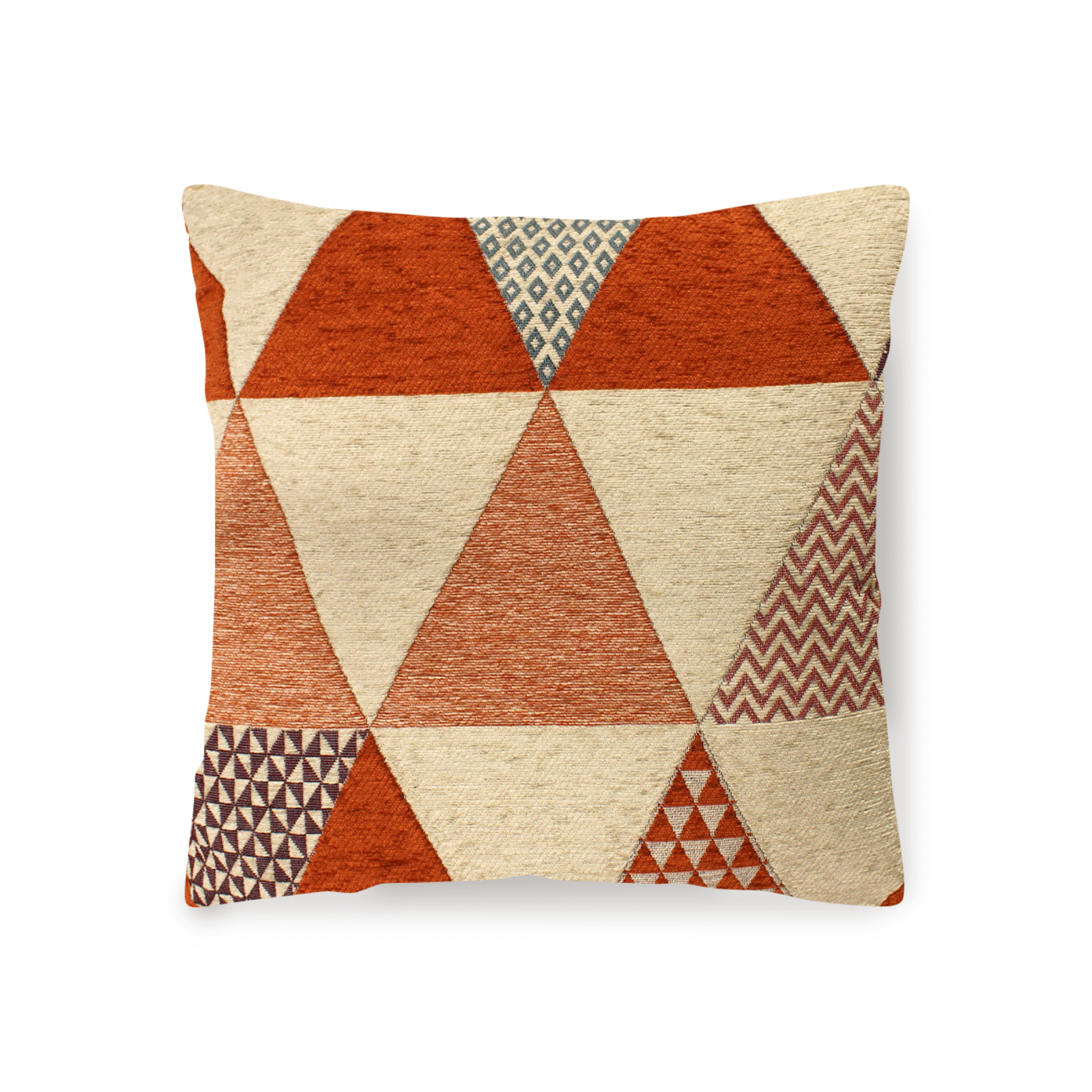 PAAR JACQUARD SOFAKISSEN ABNEHMBAR 50X50 CM DREIECKE ROSTBRAUN