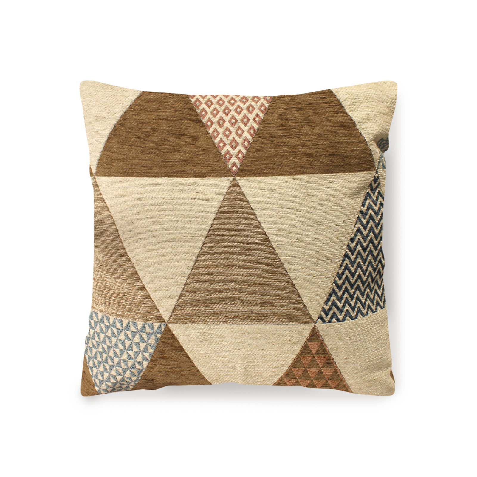 PAAR JACQUARD SOFAKISSEN ABNEHMBAR 50X50 CM DREIECKE SCHLAMM