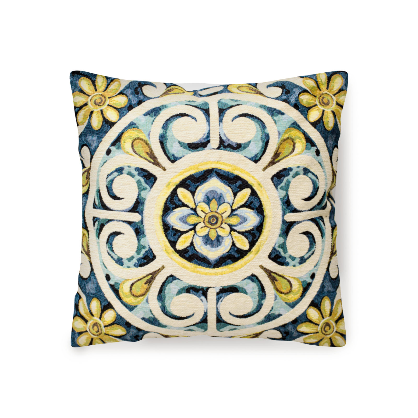 PAAR JACQUARD-DEKOKISSEN MIT ABNEHMBARER BEZUG 50X50 CM ANDALUSIA BLAU