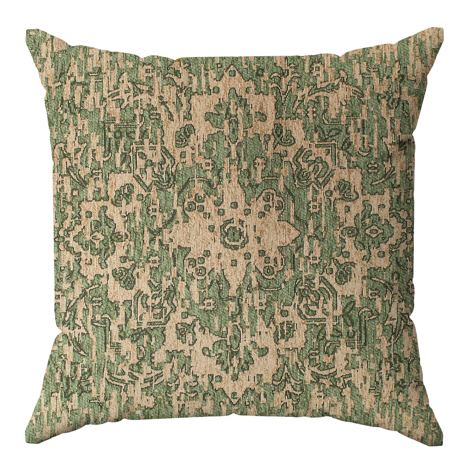Cuscino arredamento jacquard sfoderabile 50x50 cm in verde cenere, design elegante per decorare la casa.