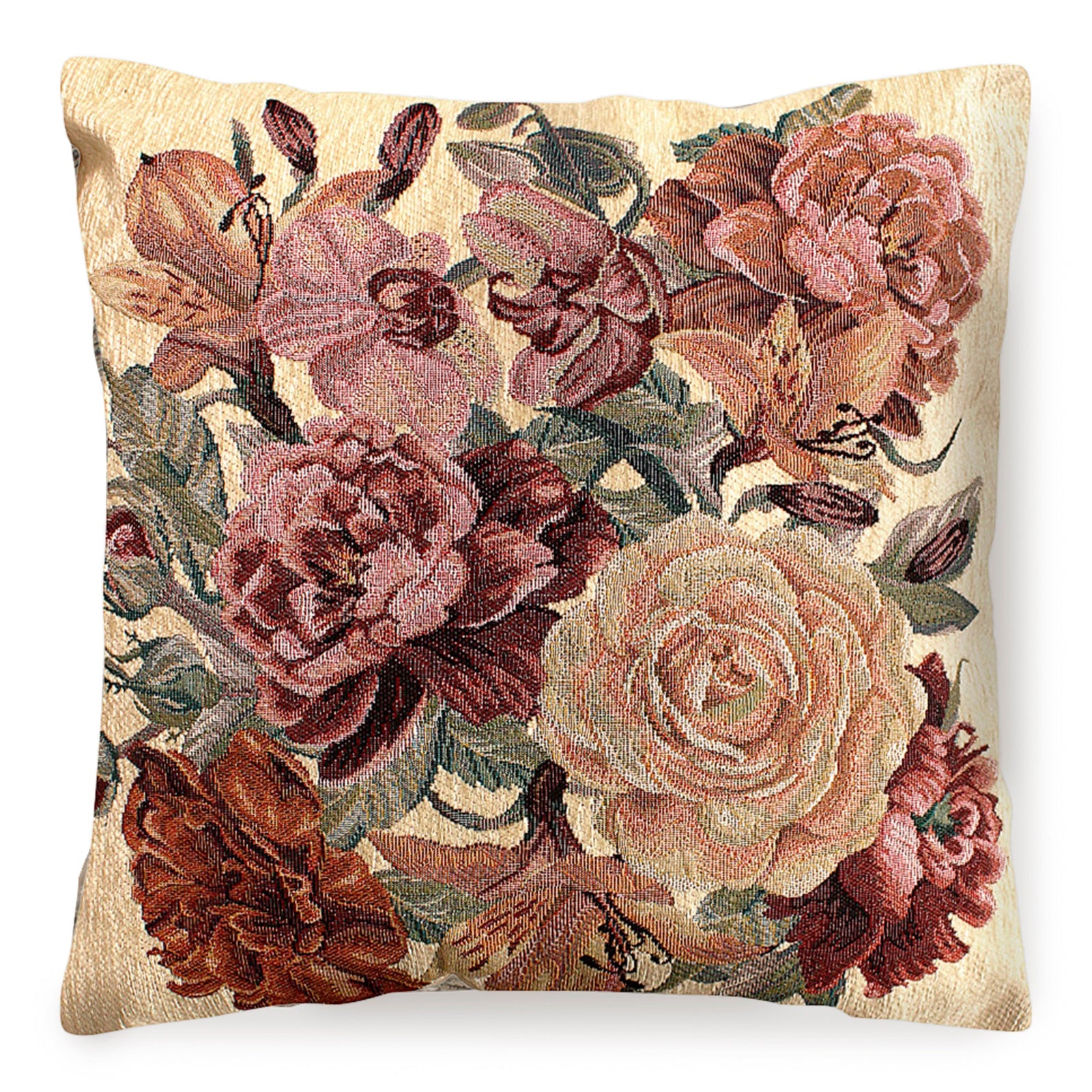 PAAR JACQUARD-DEKOKISSEN MIT ABNEHMBARER BEZUG 50X50 CM ROSEN FANGO