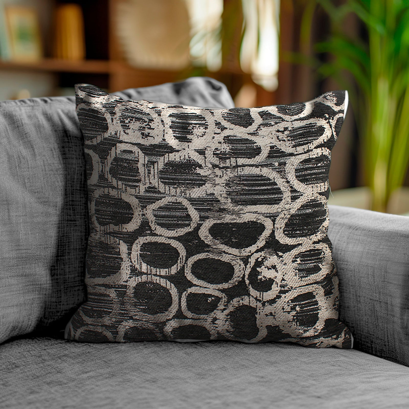 PAAR JACQUARD-DEKOKISSEN MIT ABNEHMBARER BEZUG 50X50 CM ESOPO ANTHRAZIT