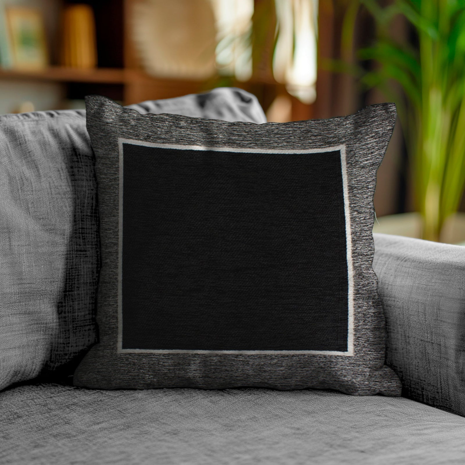 PAAR JACQUARD-DEKOKISSEN MIT ABNEHMBARER BEZUG 50X50 CM ROM SCHWARZ