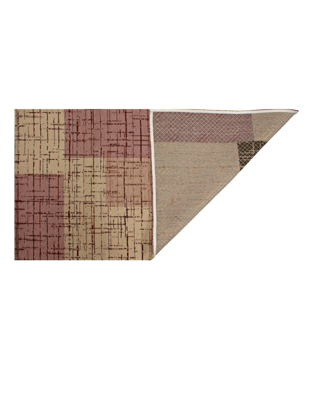 GEOMETRISCHER DEKORATIONSTEPPICH MONDRIAN DESIGN PFLAUME 160x240 CM MIT RUTSCHFESTER UNTERLAGE