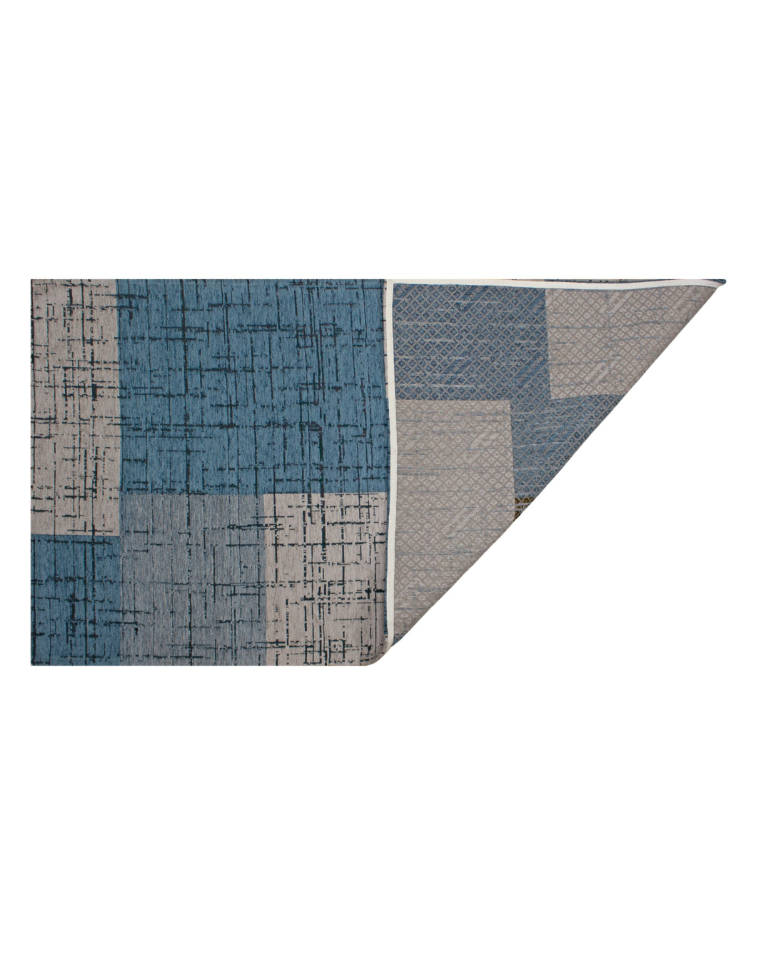 GEOMETRISCHER DEKORATIONSTEPPICH MONDRIAN BLAU TOPAS 160x240 CM MIT RUTSCHFESTER UNTERLAGE