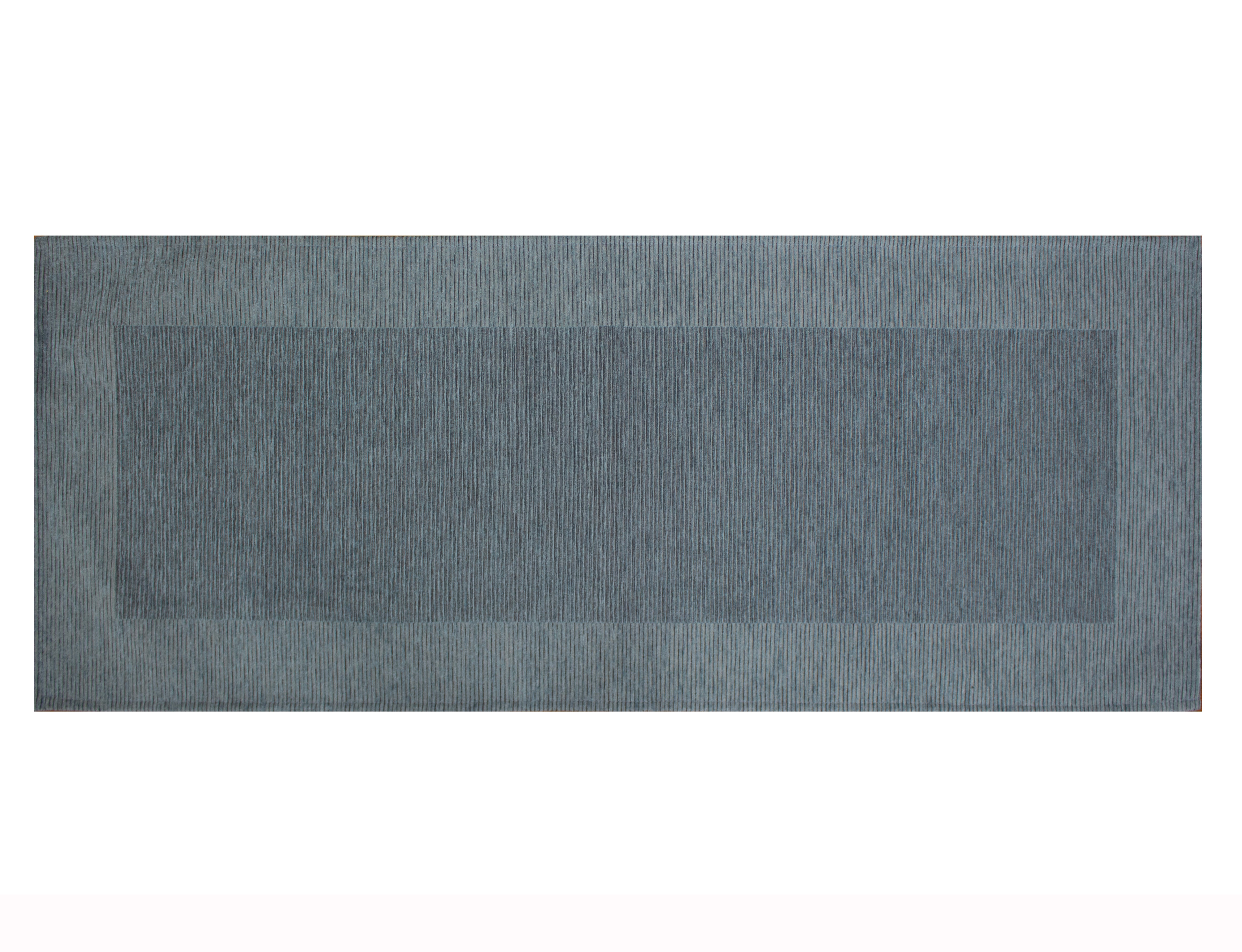 KÜCHENMATTE MIT STREIFENMUSTER FARBE TOPASBLAU 57X85 CM MIT RUTSCHFESTER UNTERLAGE