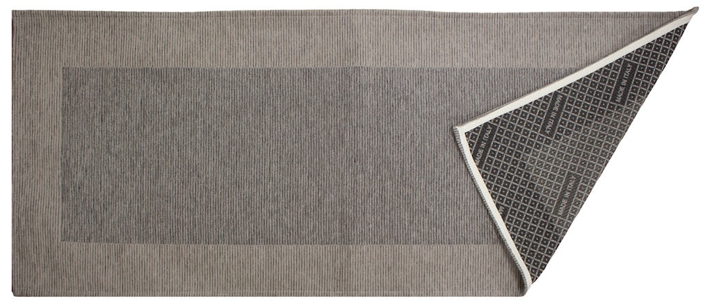 KÜCHENTEPPICH MIT STREIFENMUSTER IN PERLGRAU 57X85 CM MIT RUTSCHFESTER UNTERLAGE