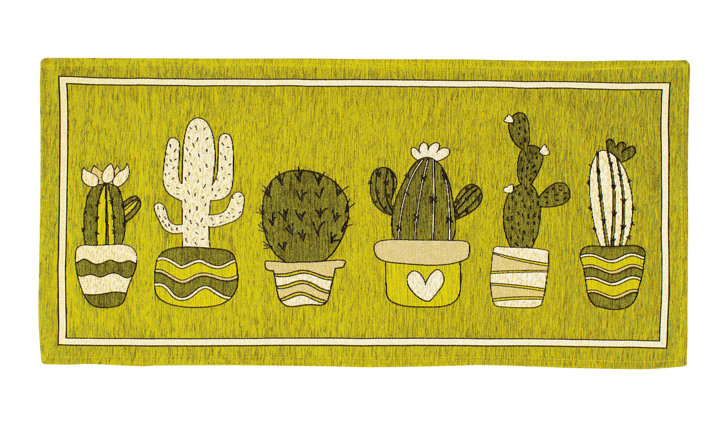 Tappeto da cucina cactus verde mela con design vivace e moderno, 57x85 cm, in morbida ciniglia.