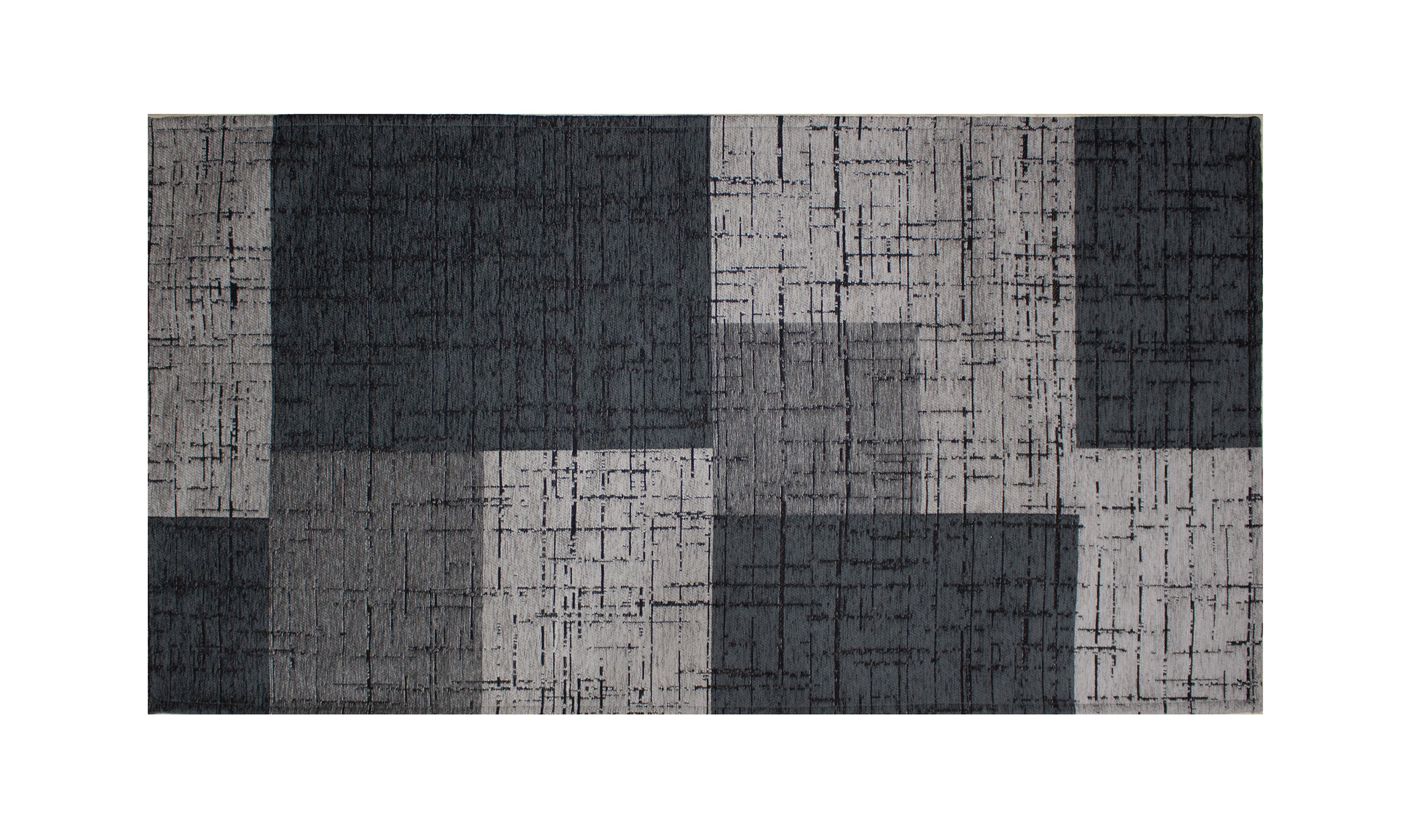 Geometric modern rug in anthracite with textured pattern, 65x115 cm, non-slip, perfect for stylish home decor.