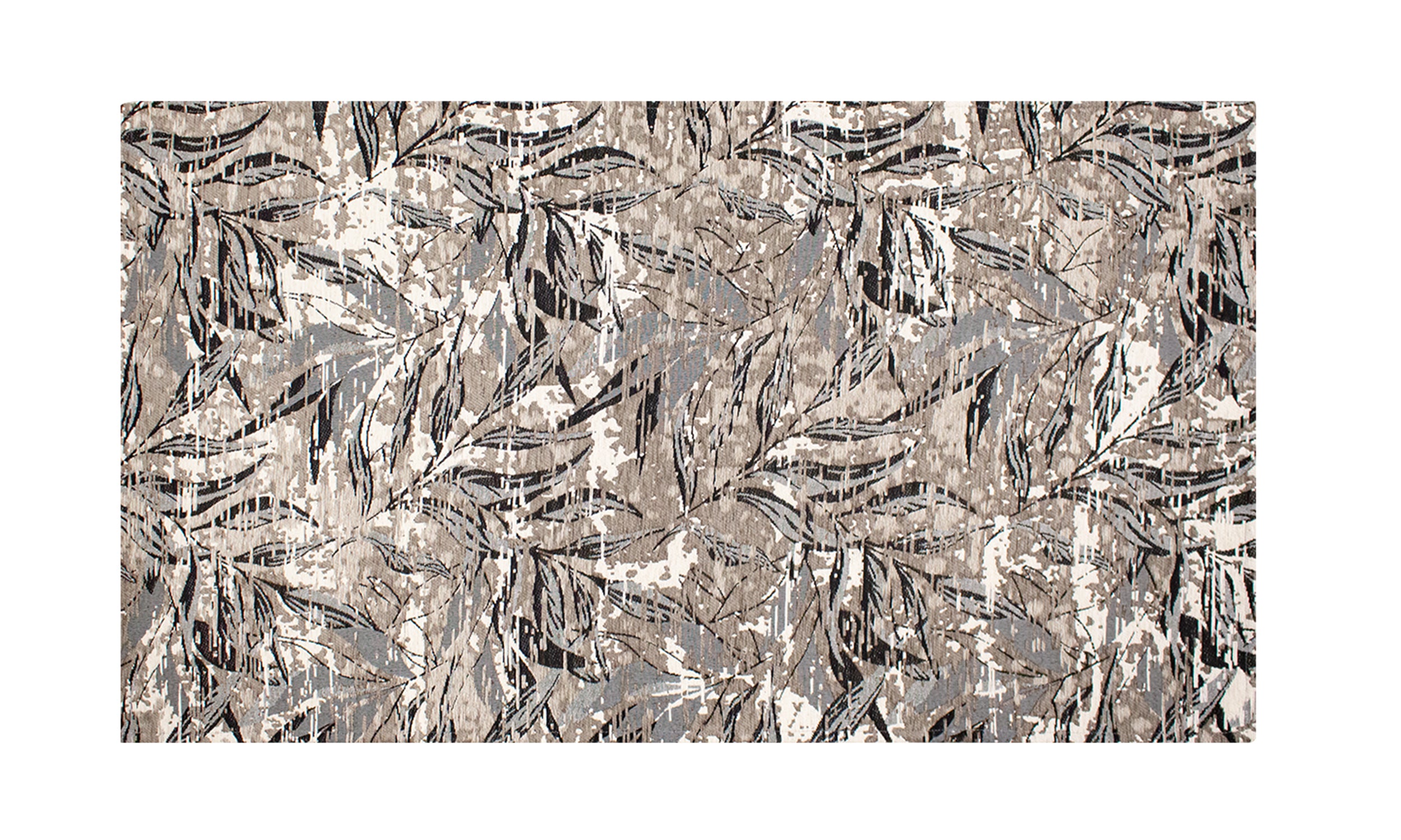 Tappeto moderno con motivo foliage in tonalità antracite, 115x175 cm, con superficie antiscivolo.