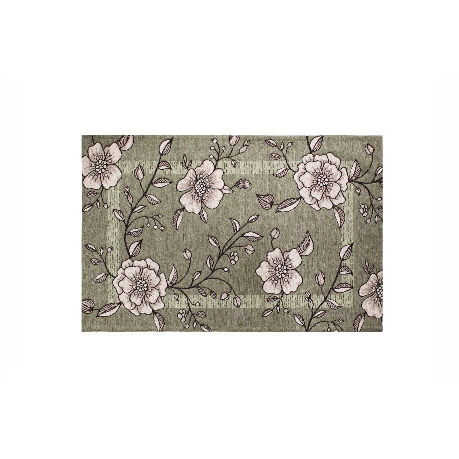 TAPPETO DA CUCINA DIS.ELISIR CON ANTISCIVOLO con design floreale su sfondo verde, resistente e morbido.