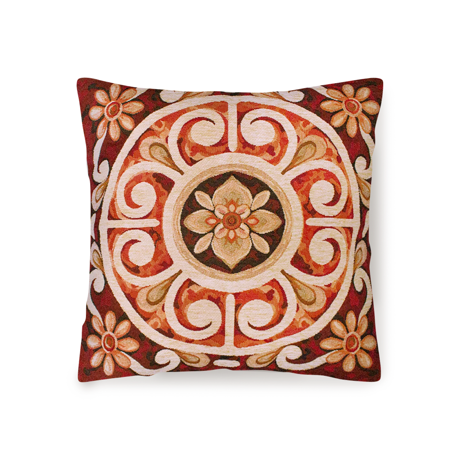 COPPIA CUSCINI ARREDO JACQUARD SFODERABILI ANDALUSIA con motivo floreale e dettagli decorativi.