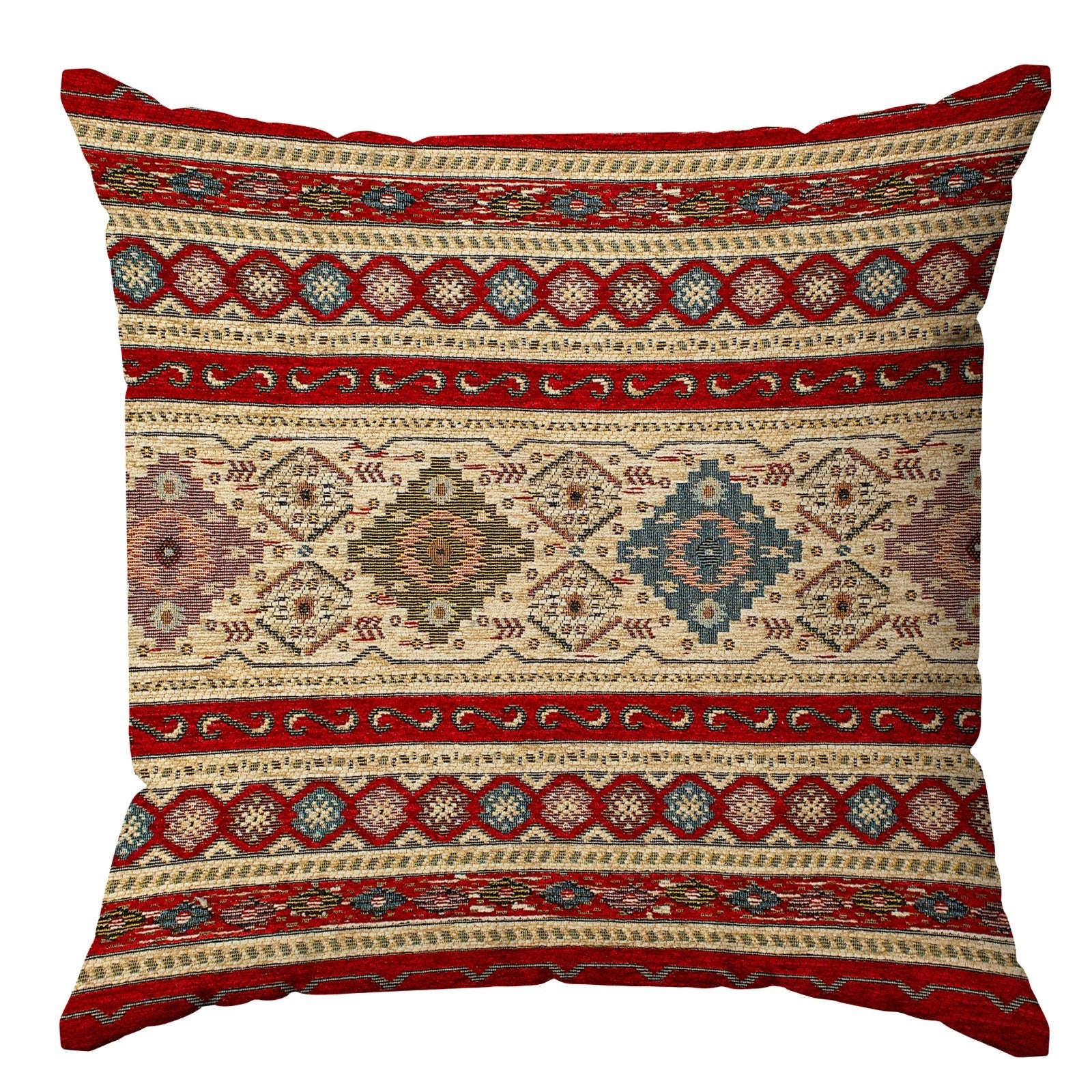 COPPIA CUSCINO ARREDO JACQUARD SFODERABILI LOOM con motivi decorativi colorati in tessuto jacquard.