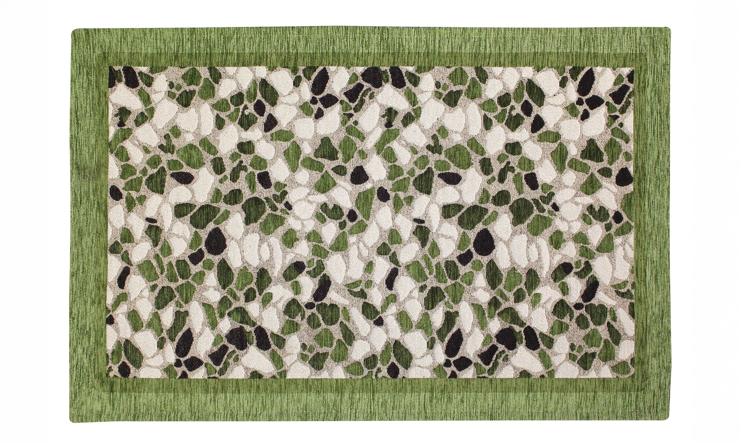 TAPPETO DA CUCINA DIS.GRANIGLIA COL.RUGGINE 57X85 con design moderno in tonalità verde e bianco.