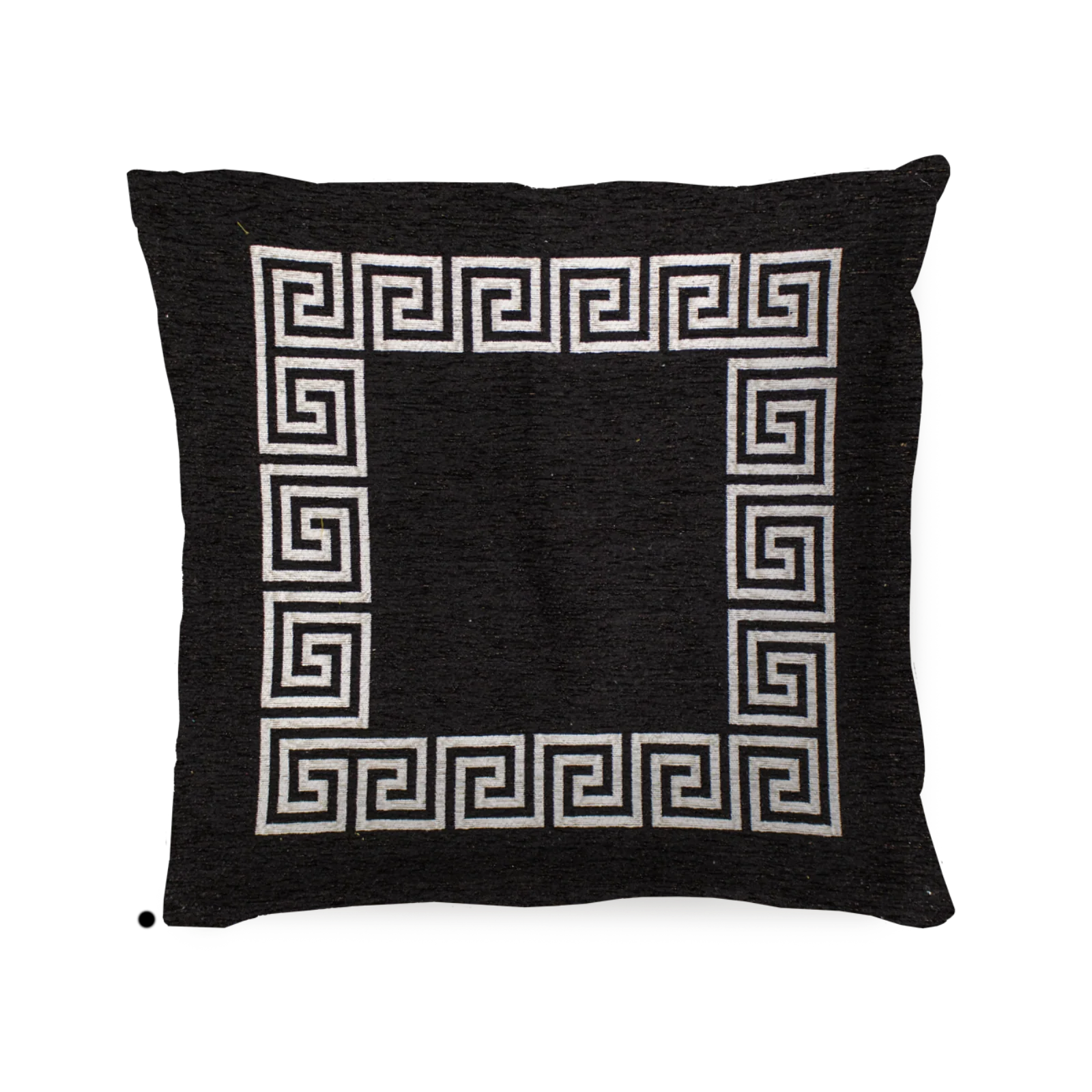 COPPIA CUSCINI ARREDO JACQUARD SFODERABILI ATENE cuscino decorativo con motivo greco in jacquard di colore nero.