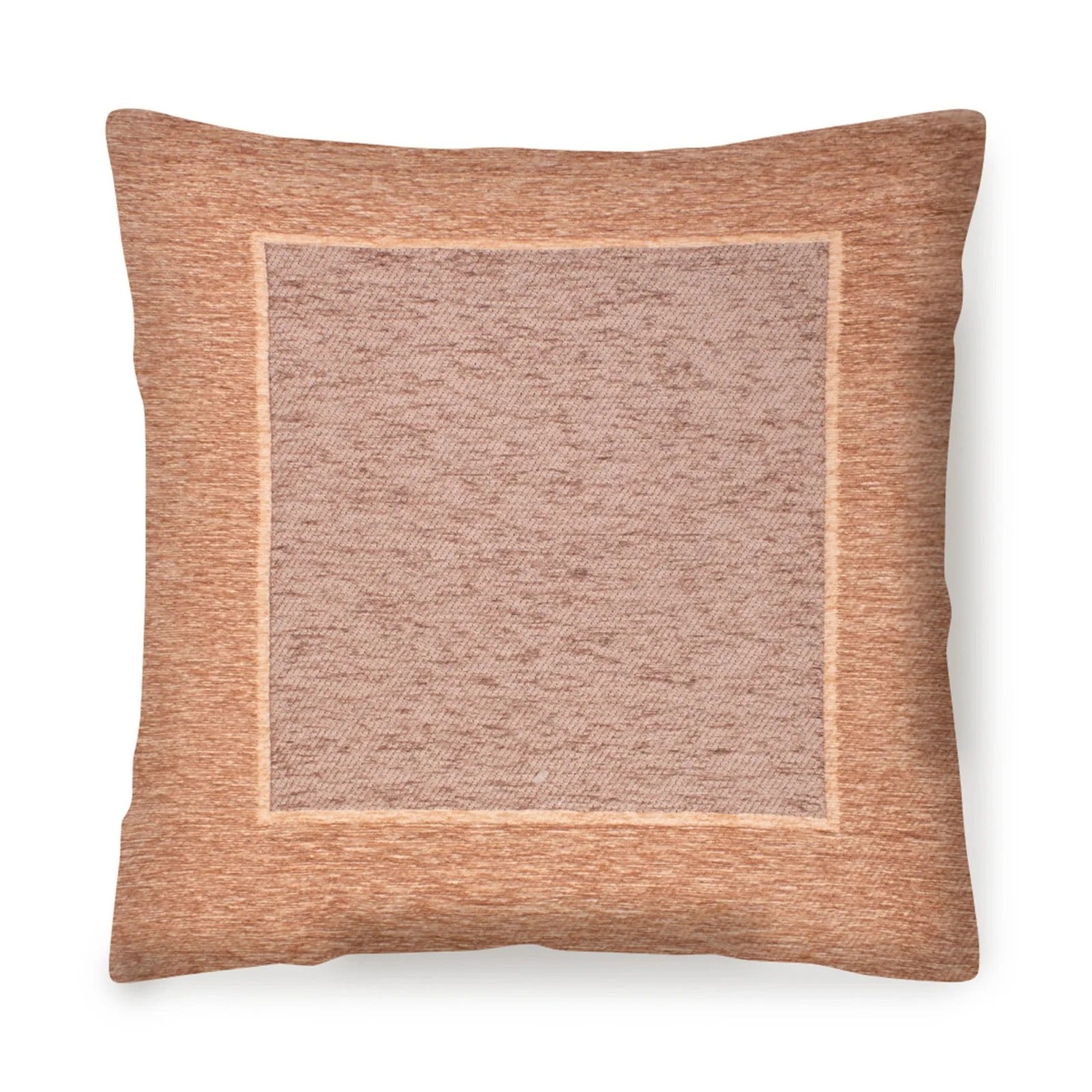 Coppia cuscini arredo jacquard sfoderabili Roma, cuscino in tessuto marrone con motivo rettangolare.