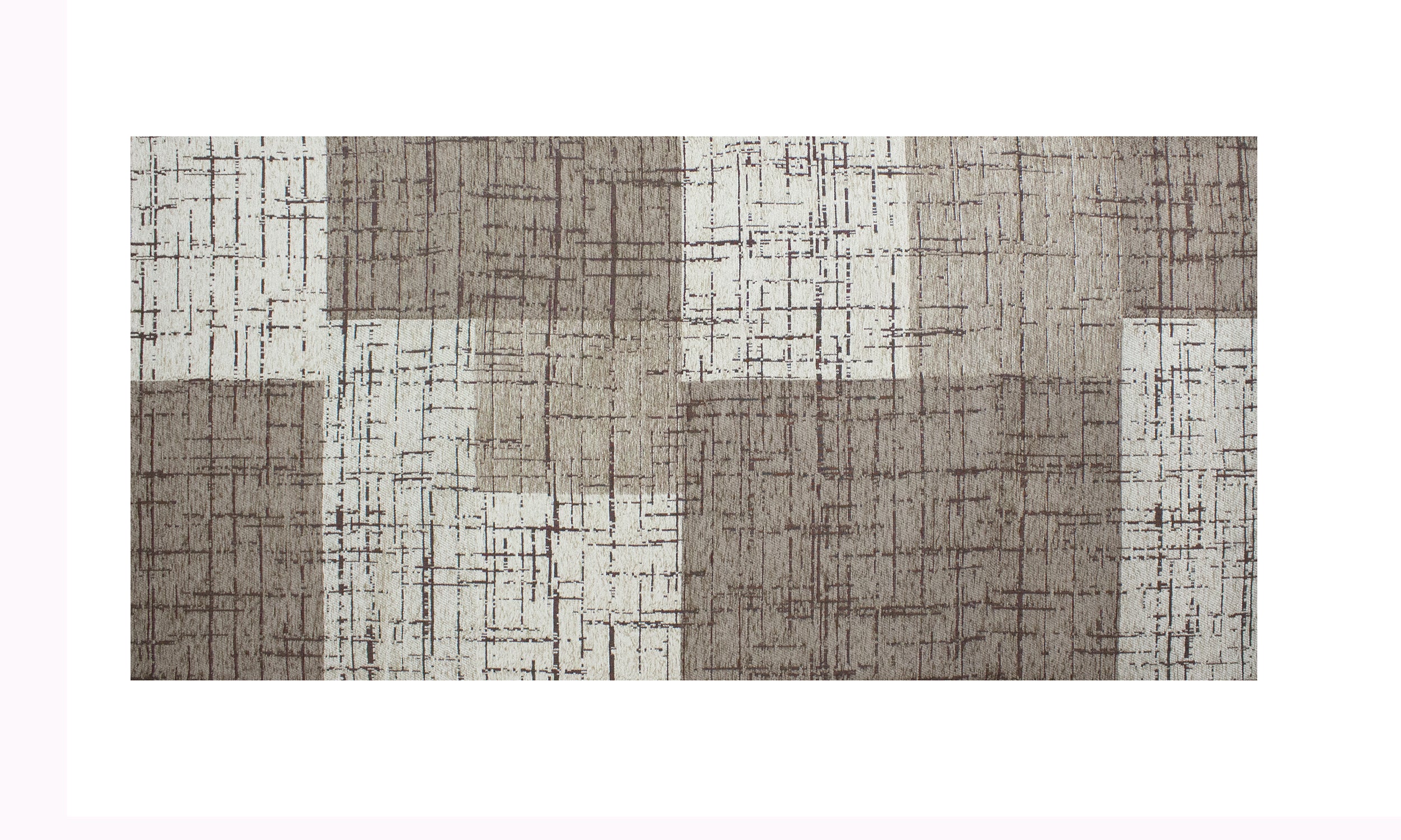 Modern geometric area rug in earthy tones, 115x175 cm, with anti-slip backing and sculpted effect.