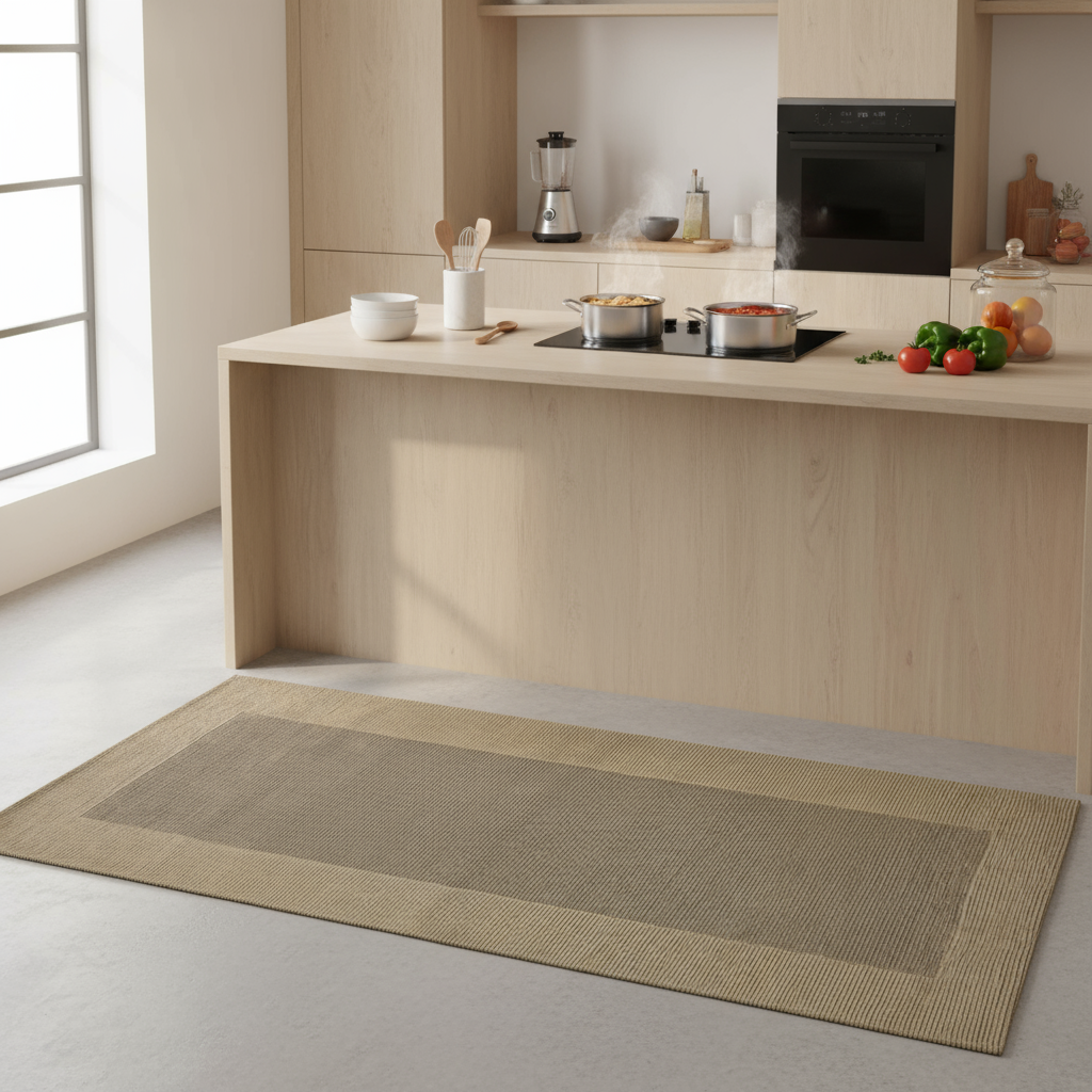 KITCHEN RUG STRIPED DESIGN COLOR TOPAZ BLUE 57X240 CM WITH NON-SLIP