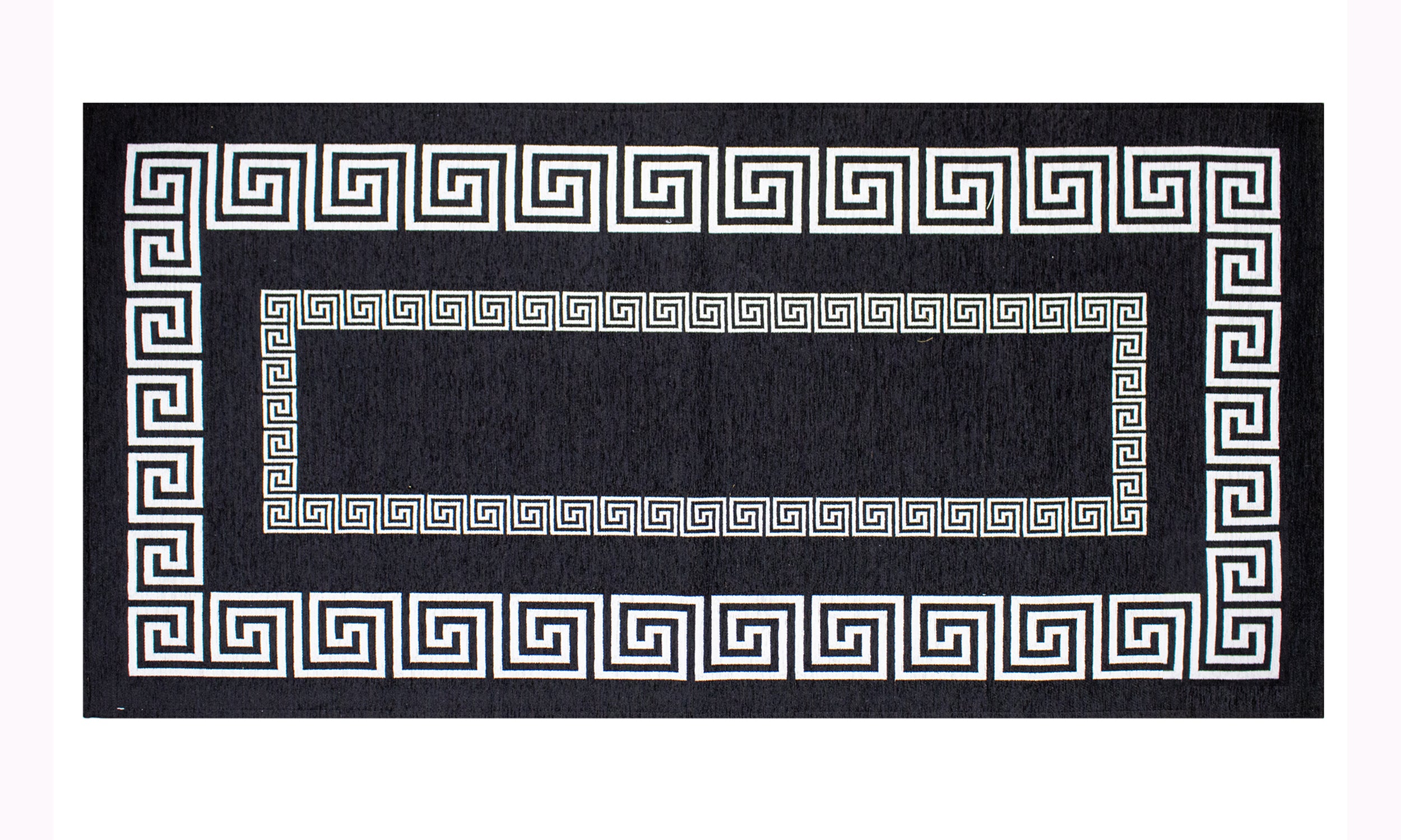 Tappeto Atene nero e bianco 115x175 cm con design geometrico e protezione antiscivolo.