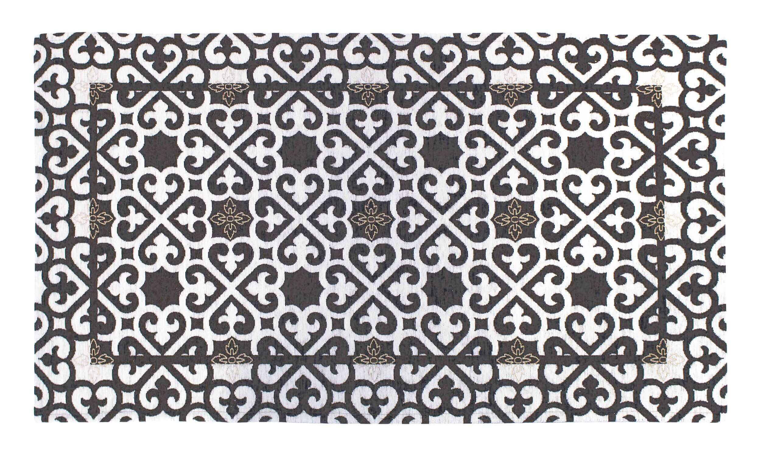 Tappeto arredamento disegno arabo in antracite 175x280 cm, superficie antiscivolo e morbida ciniglia.