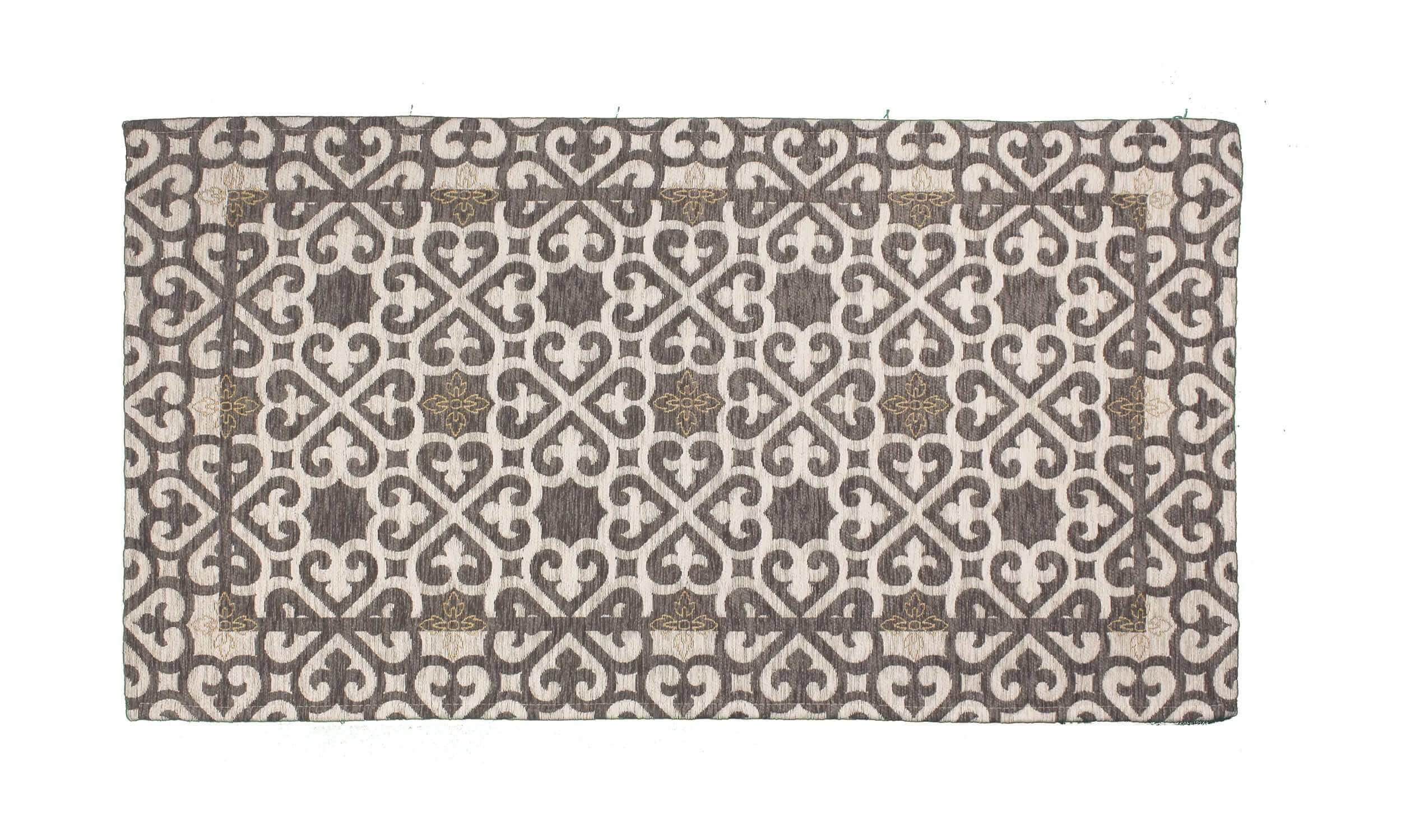 Tappeto moderno in grigio caldo con design arabesco, dimensioni 175x280 cm, resistente e antiscivolo.
