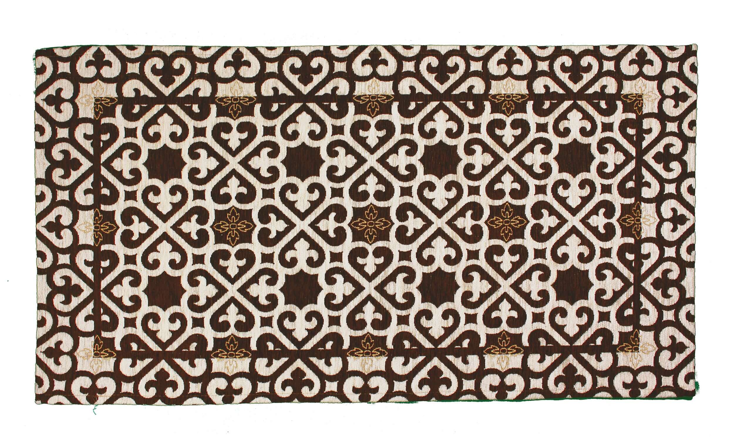 Tappeto moderno in marrone fondente con design arabesco, dimensioni 175x280 cm, antiscivolo e facile da pulire.