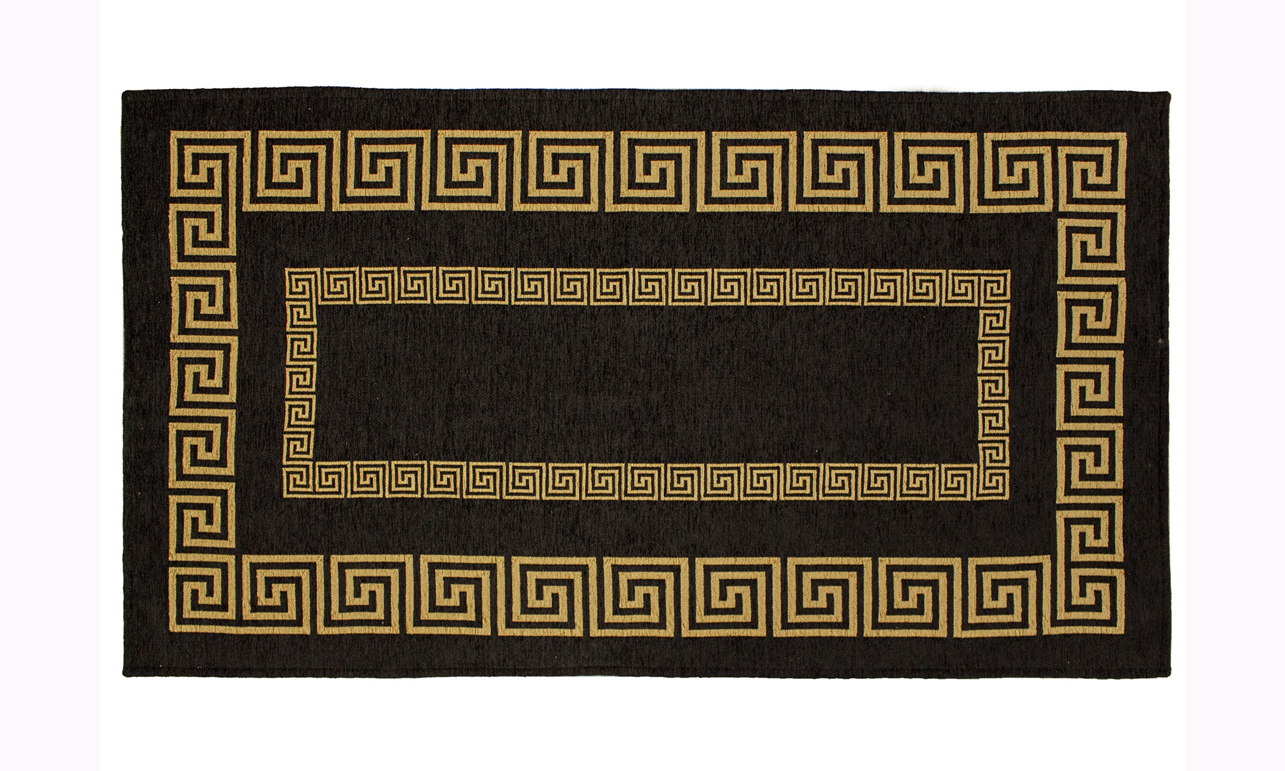 Tappeto moderno Atene nero e senape 115x175 cm con motivo geometrici antiscivolo.