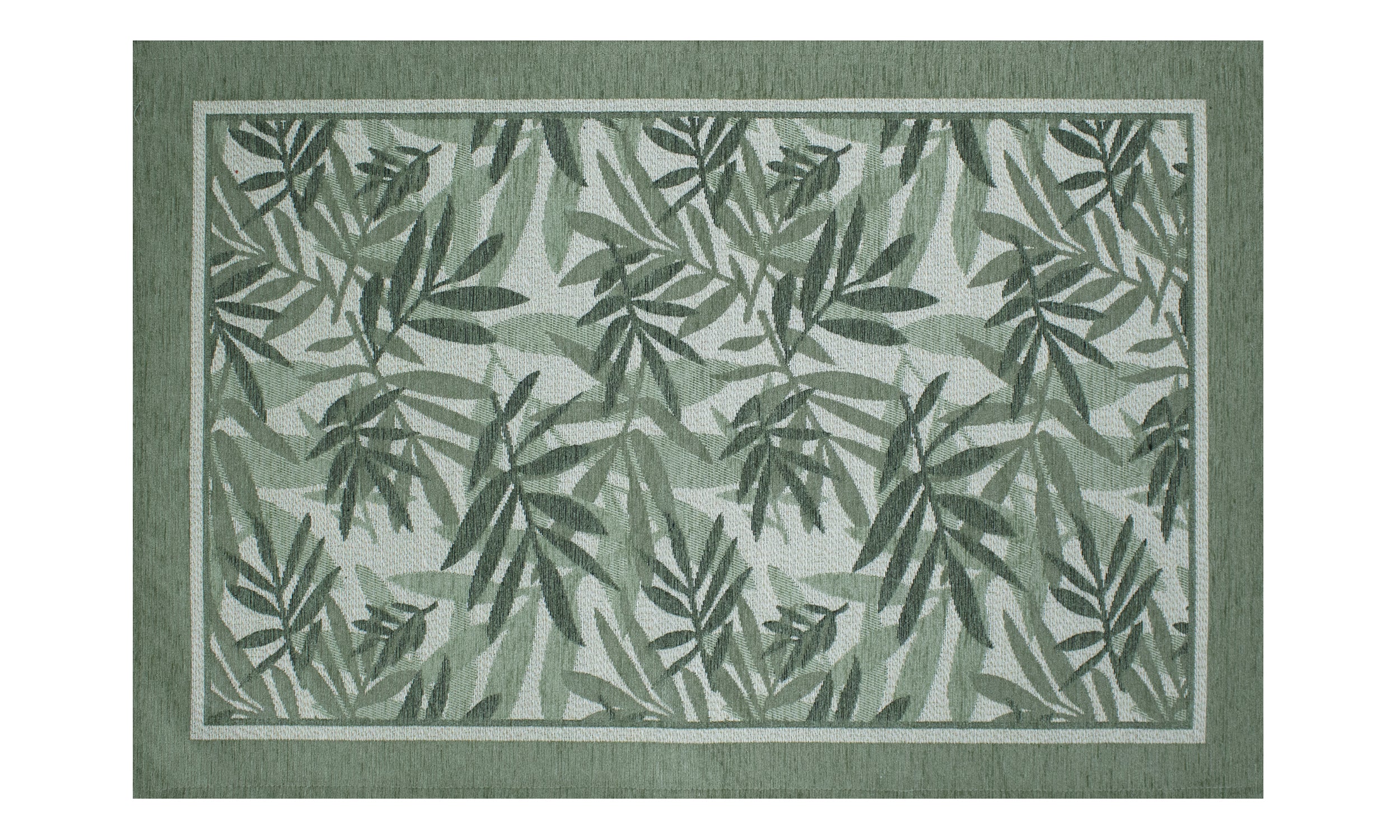 Tappeto da cucina Bamboo verde cenere con design a foglia, 57x85 cm, morbido e resistente.
