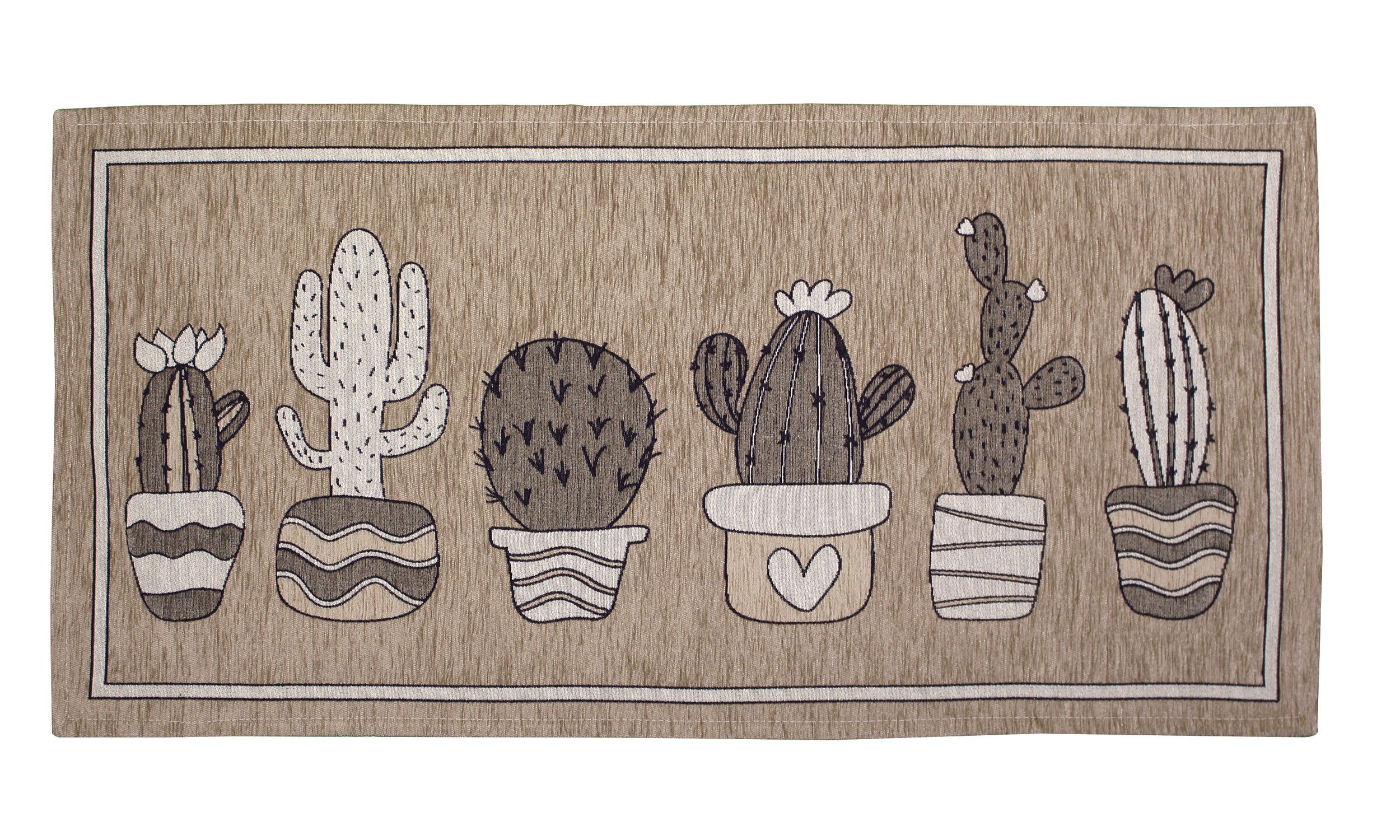 Tappeto da cucina Cactus Visone con design moderno e colori accesi, misura 57x85 cm.