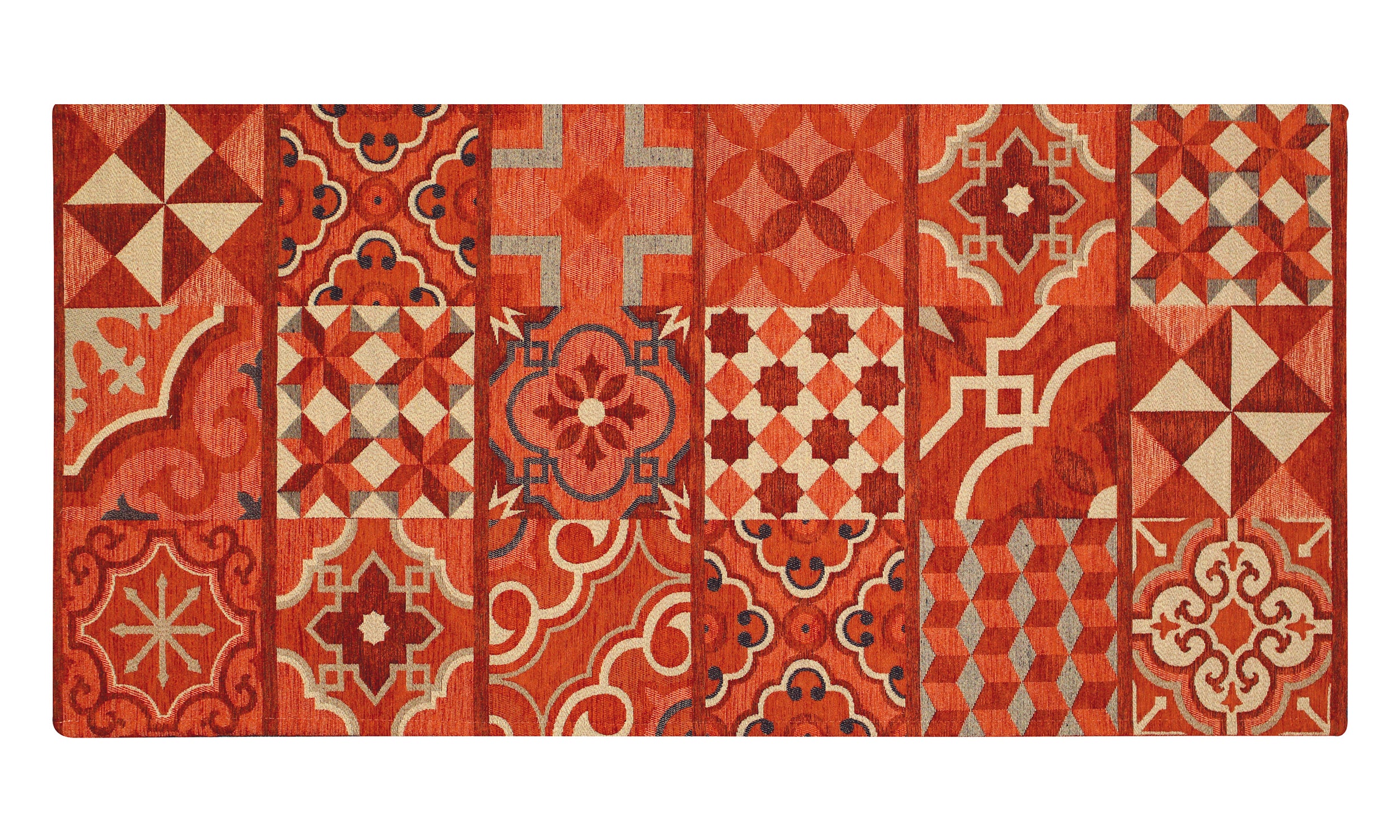 Tappeto da cucina ruggine con design moderni e colori vivaci, misura 57x85 cm.