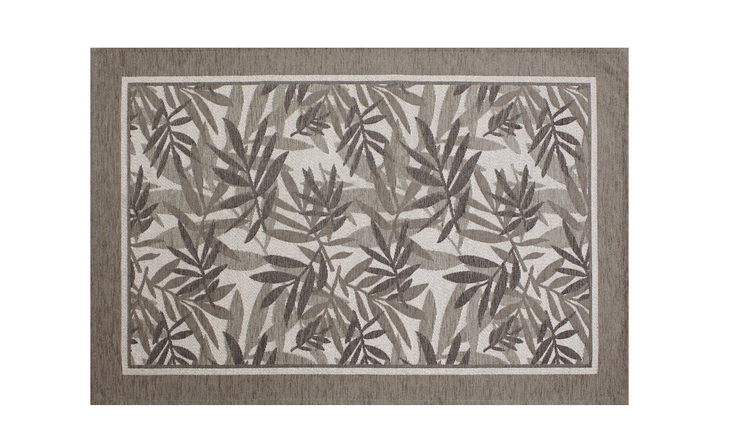 Tappeto da cucina in stile moderno con motivo foglie grigio su fondo chiaro, dimensioni 57x85 cm.