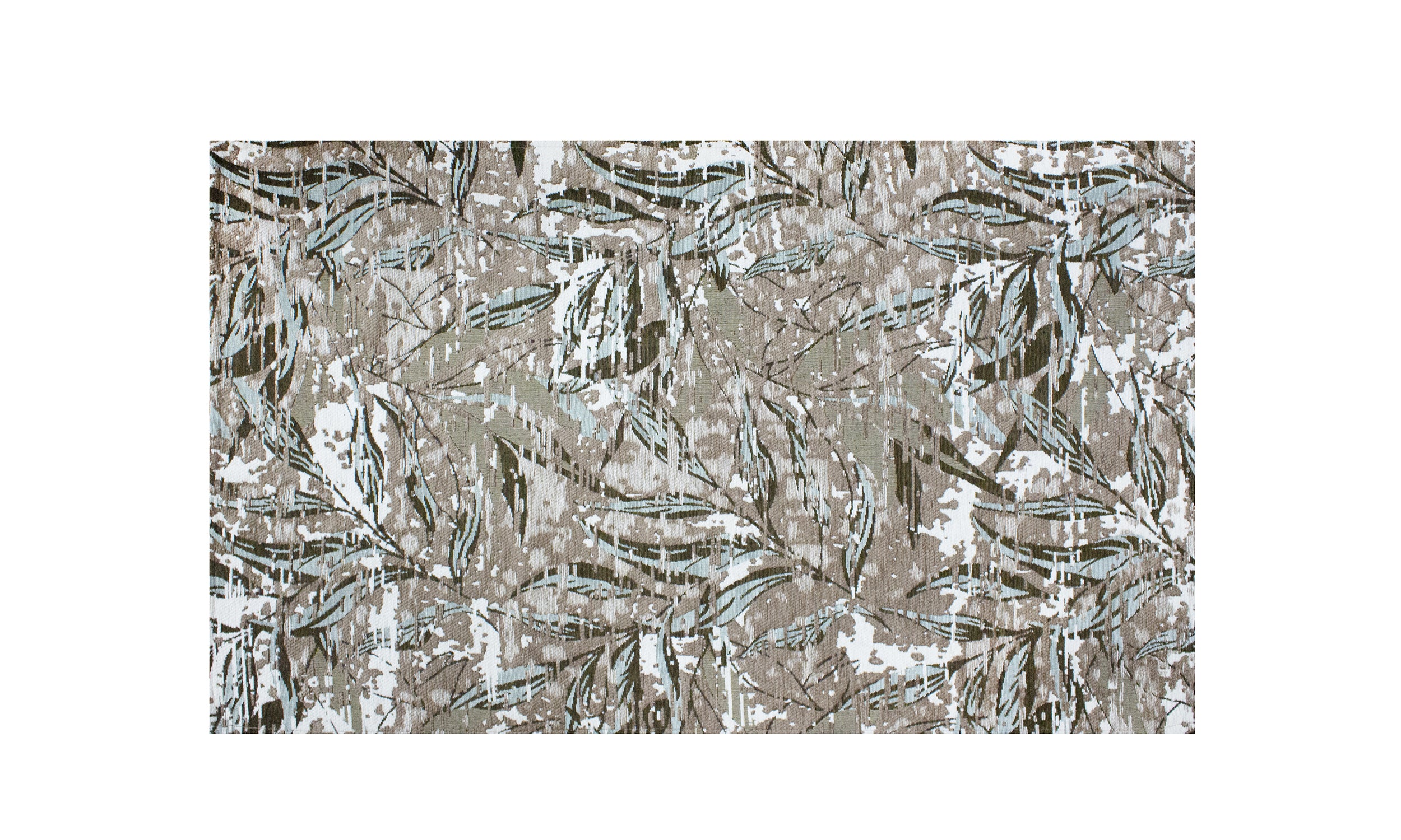 Modern decorative rug with foliage pattern in earthy tones, 115x175 cm, featuring a non-slip backing.