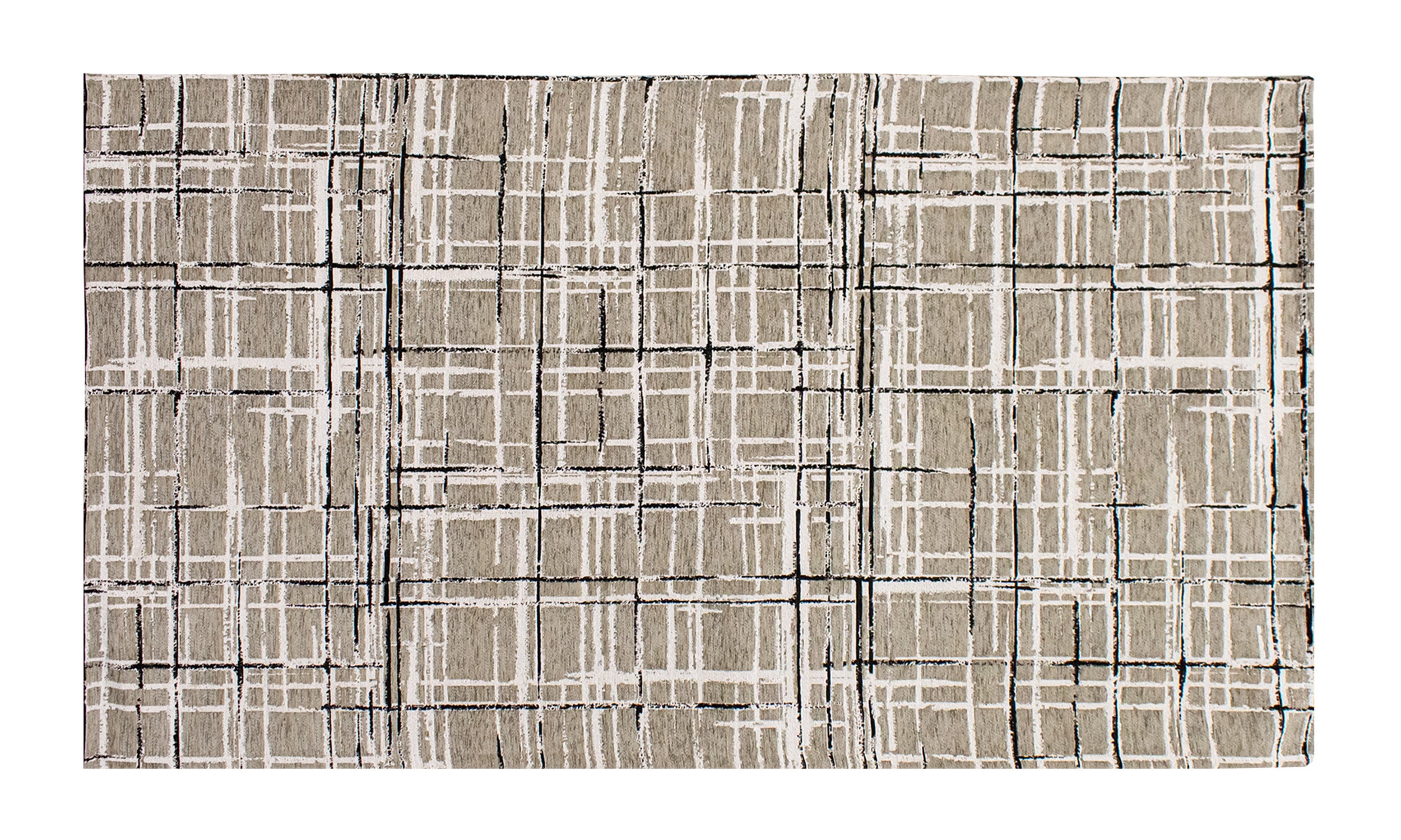 Tappeto moderno grigio caldo 115x175 cm con design graffiato e base antiscivolo, ideale per ogni stanza.