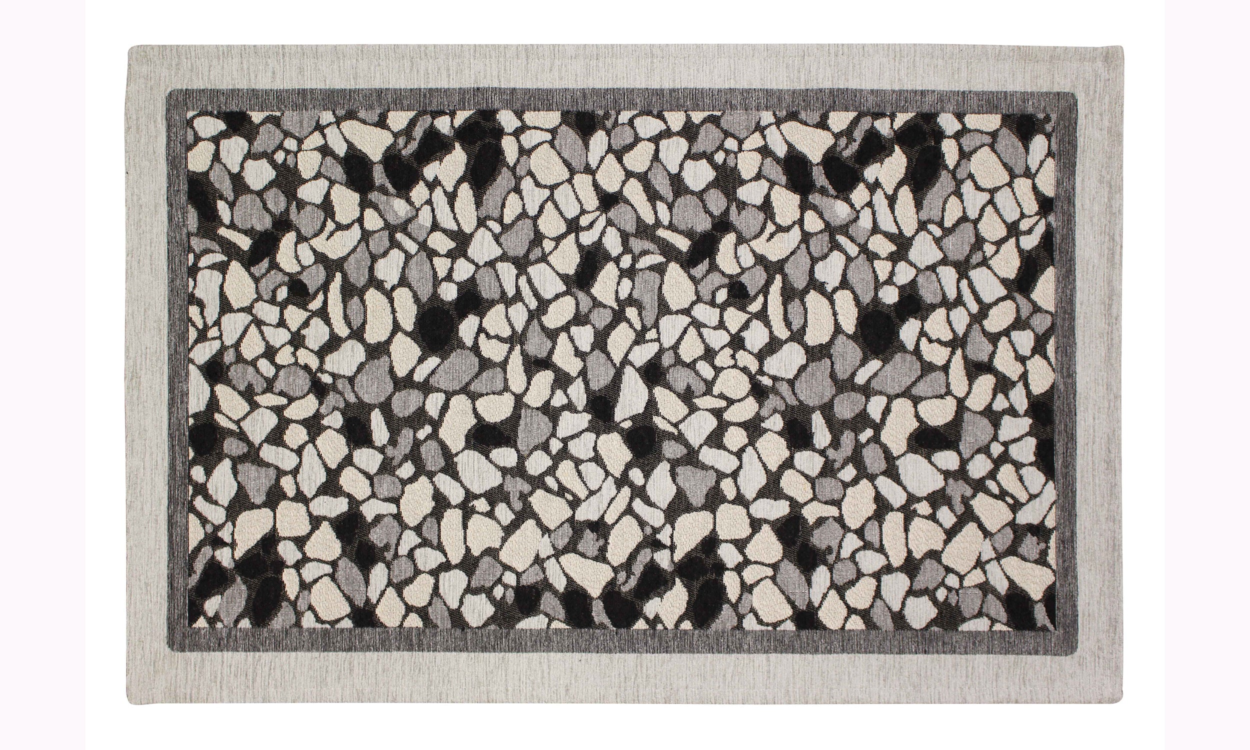 Modern gray pebble design kitchen rug 57x85 cm, anti-slip, easy to clean and soft texture.