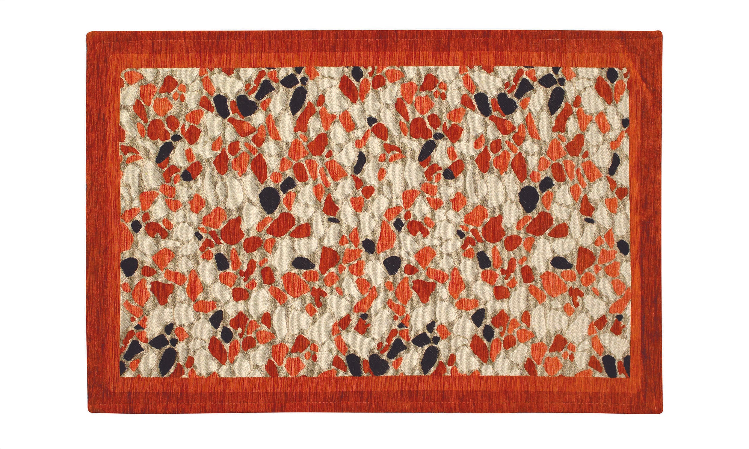 Tappeto da cucina moderni in tonalità ruggine e beige, effetto scolpito, con bordo antiscivolo, 57x85 cm.
