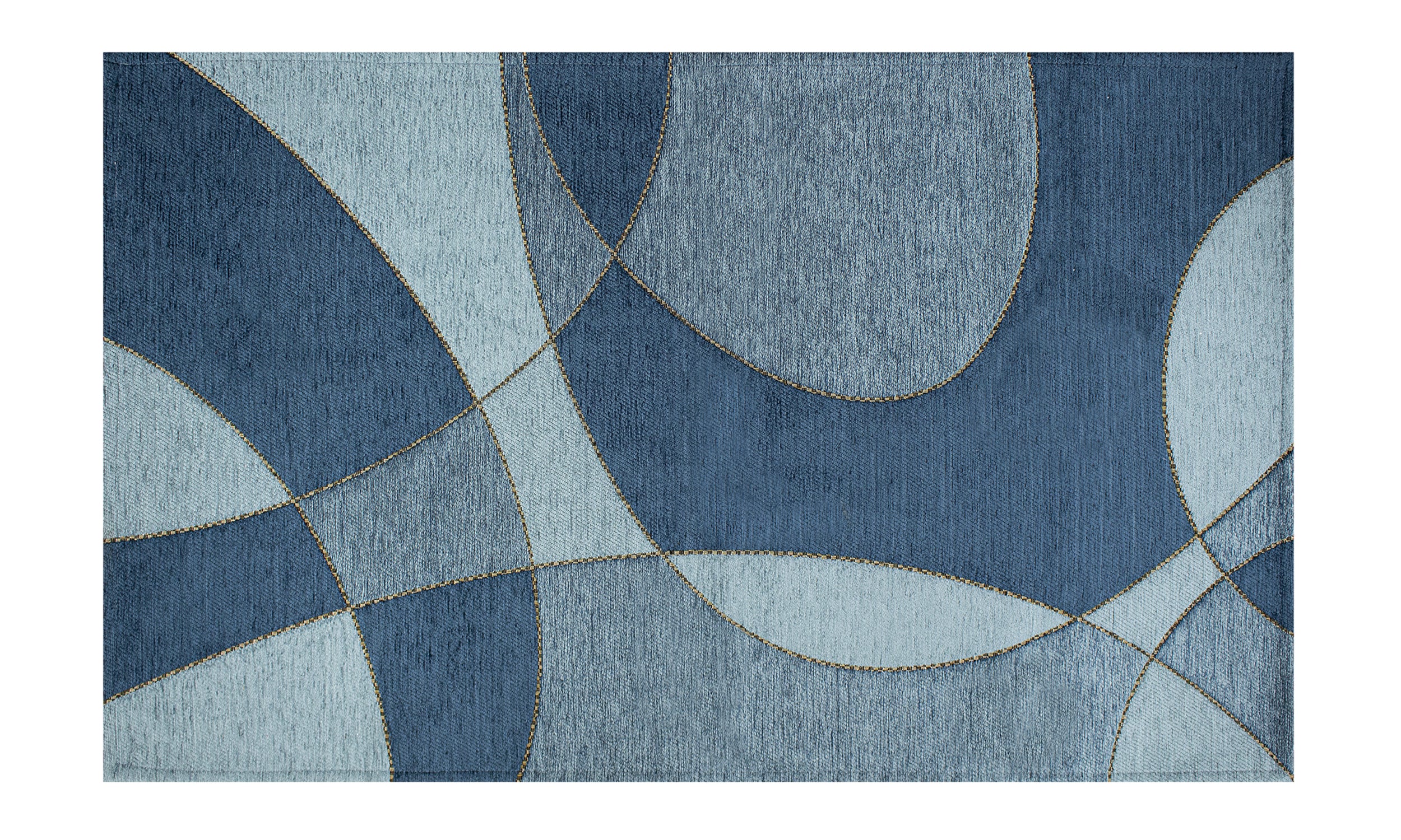 Modern blue area rug with sculpted design, non-slip feature, 65x115 cm size, ideal for any room decor.