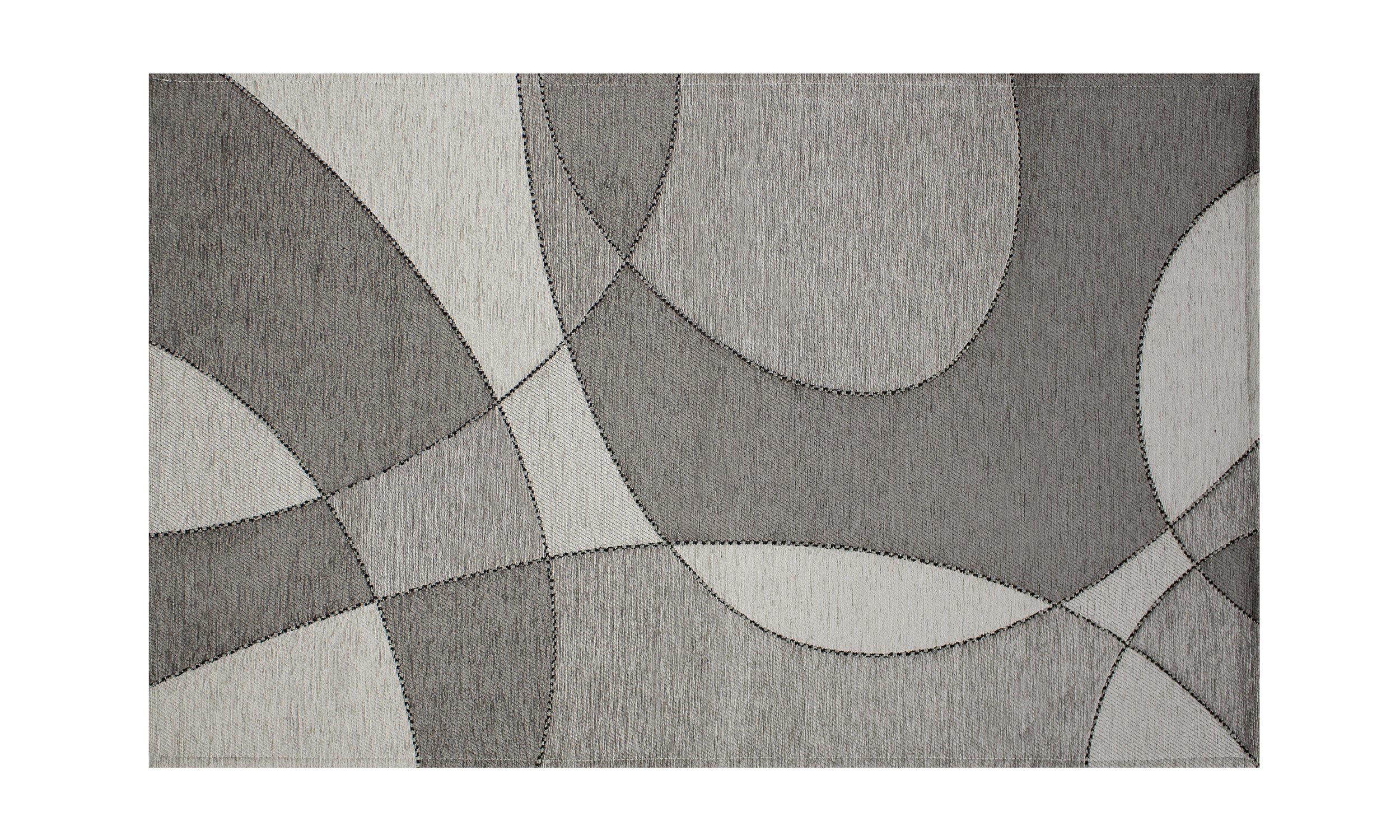 Modern patterned gray area rug with abstract curves, 115x175 cm, non-slip design, perfect for any room.