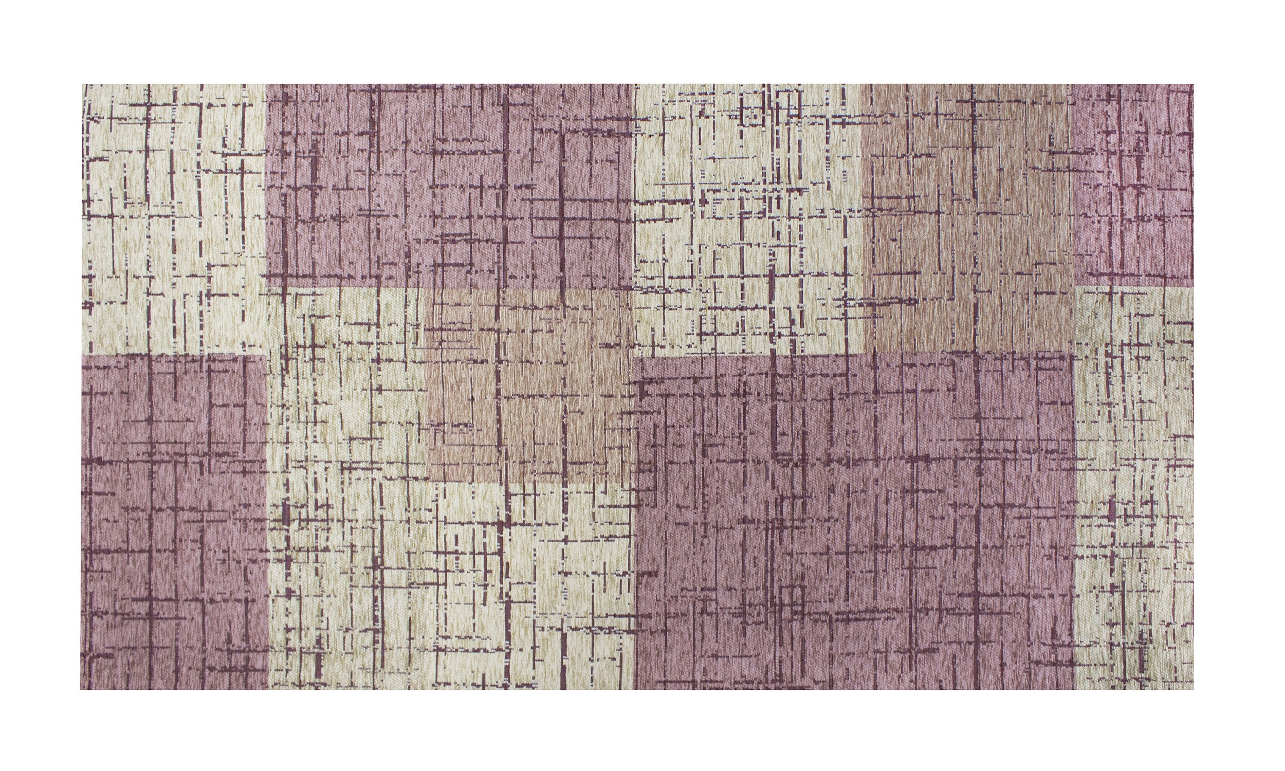 Geometric patterned rug in plum color, 115x175 cm, with non-slip feature, suitable for modern interiors.