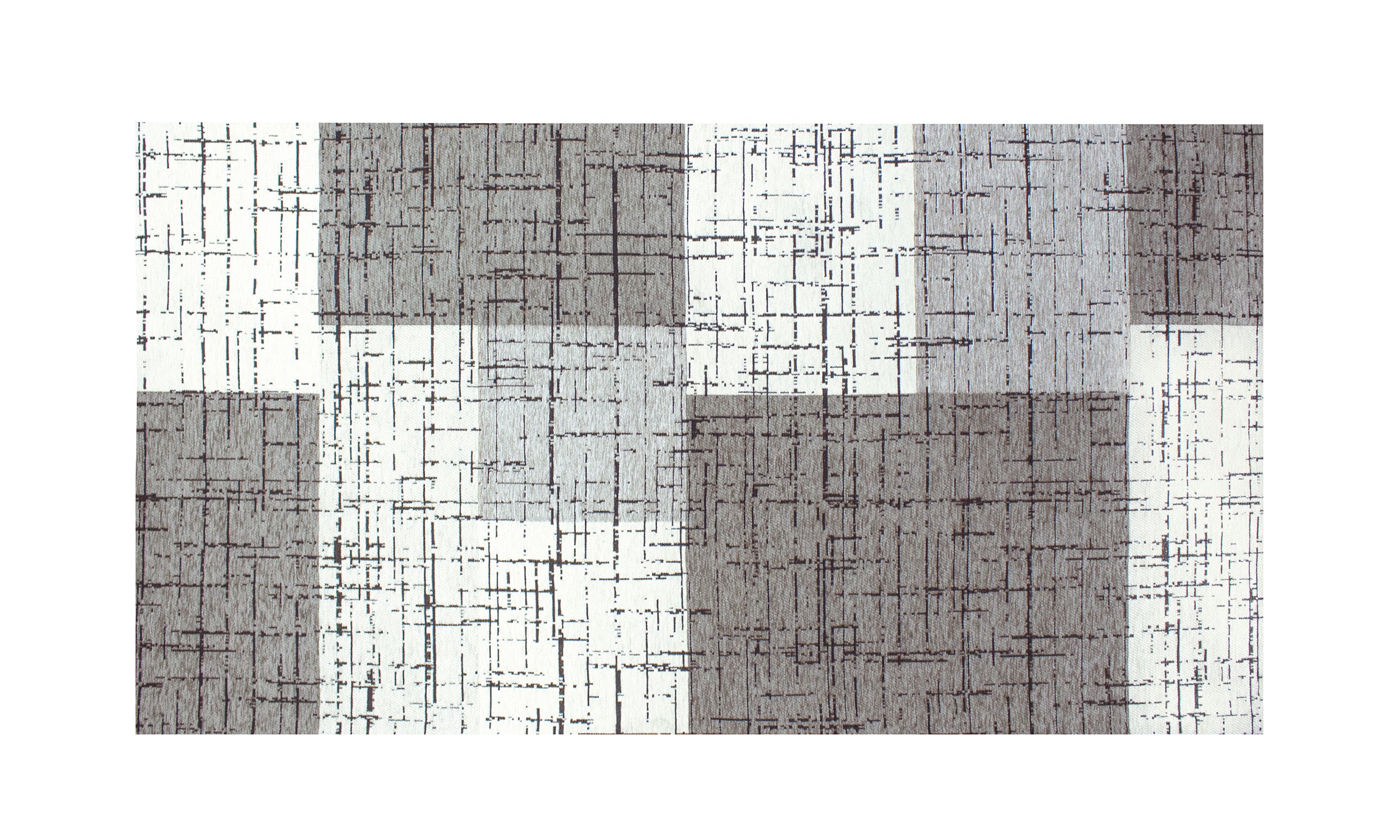 Geometric area rug in warm gray tones, 115x175 cm, with non-slip backing and modern design.