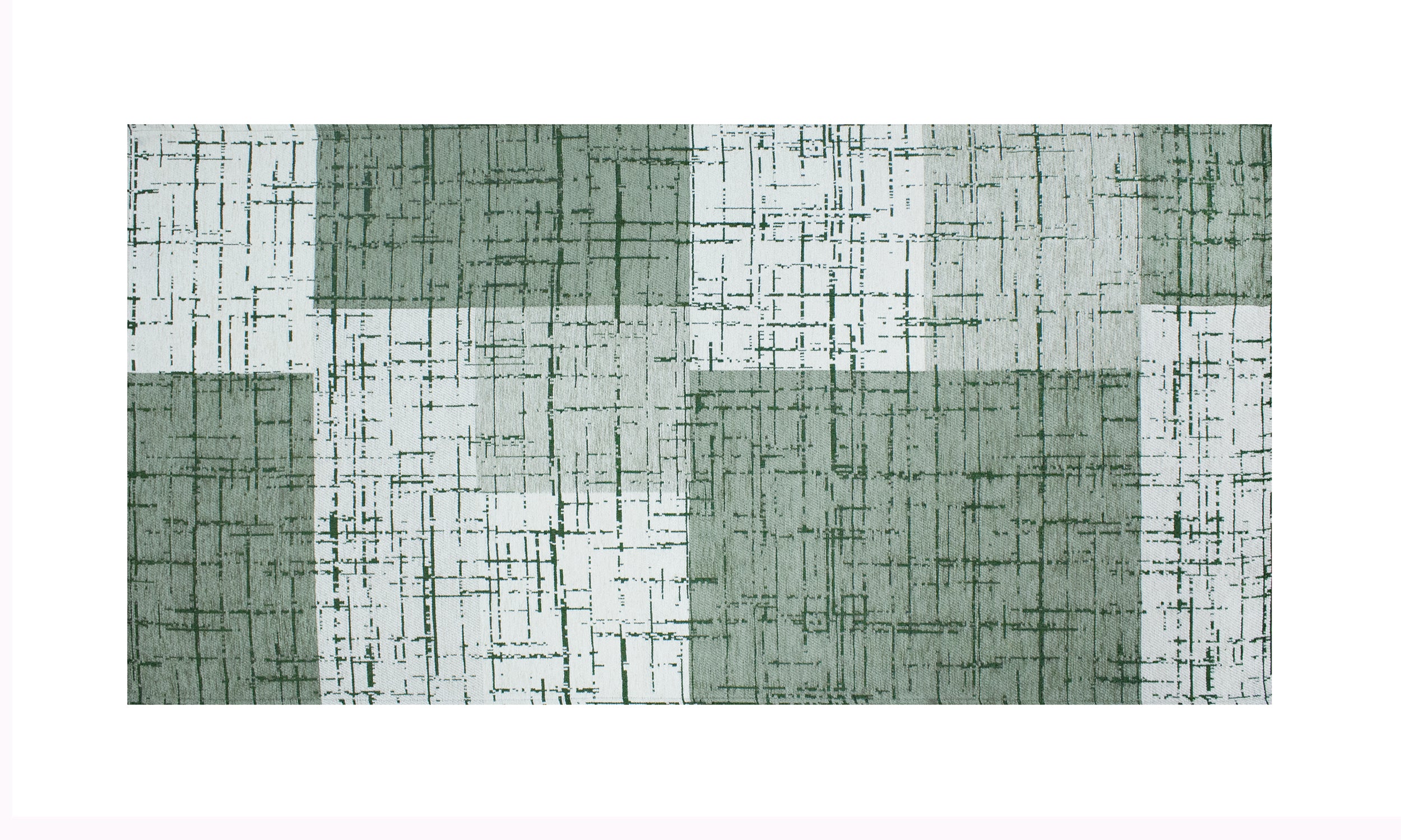 Geometric patterned rug in green tones, 115x175 cm, soft and durable for modern decor.
