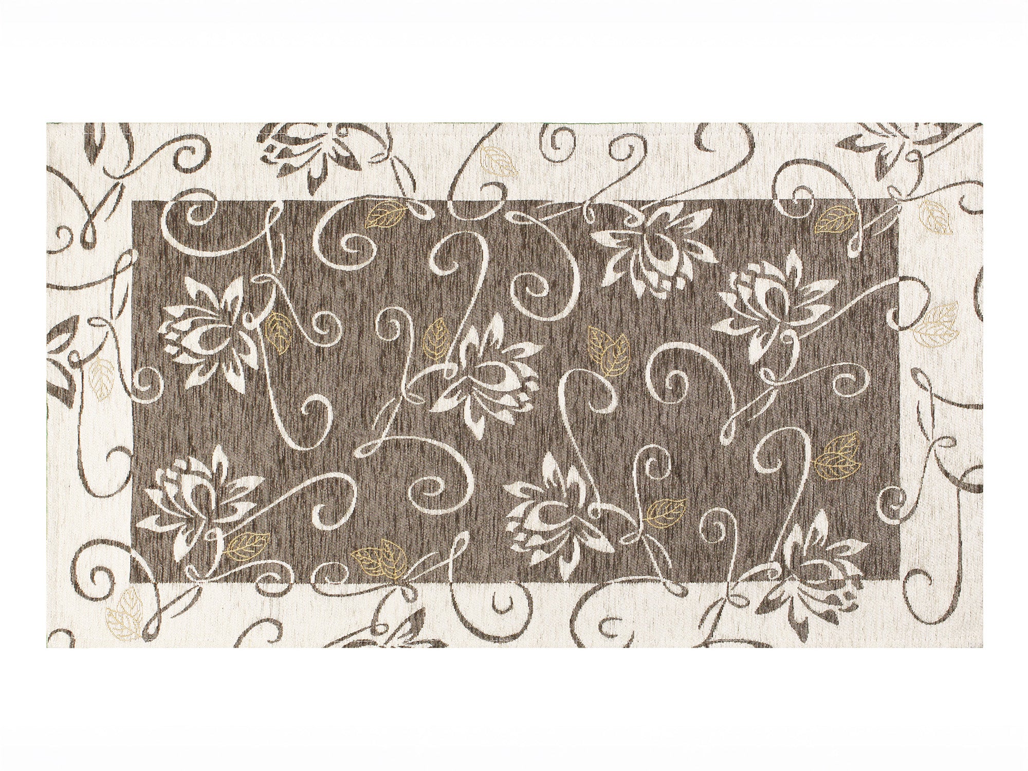 Tappeto arredamento con motivo floreale in tonalità grigio caldo, 115x175 cm, design antiscivolo.