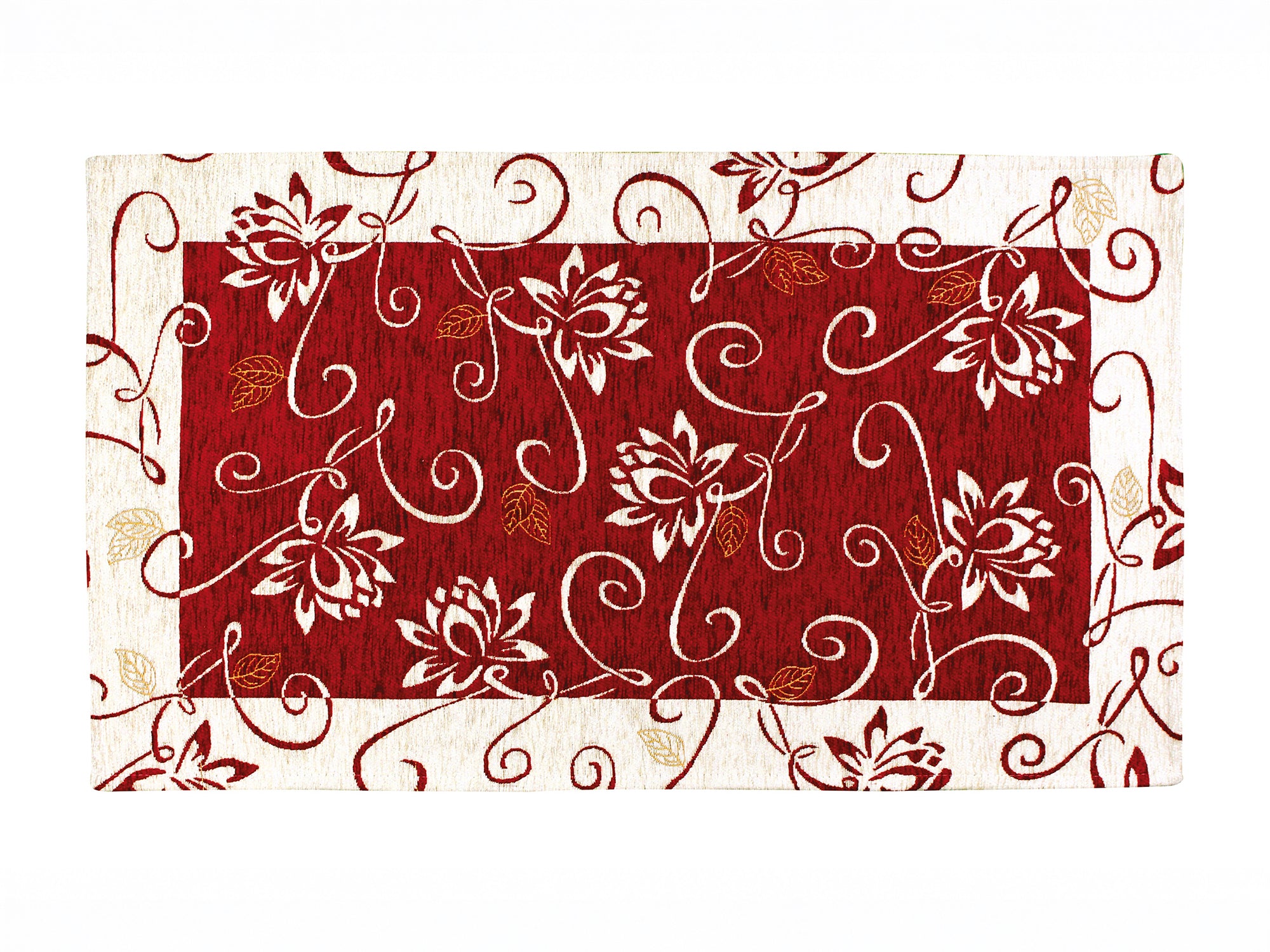 Tappeto arredamento Tappeto dis.Ninfea rosso con motivi floreali e antiscivolo, 115x175 cm.