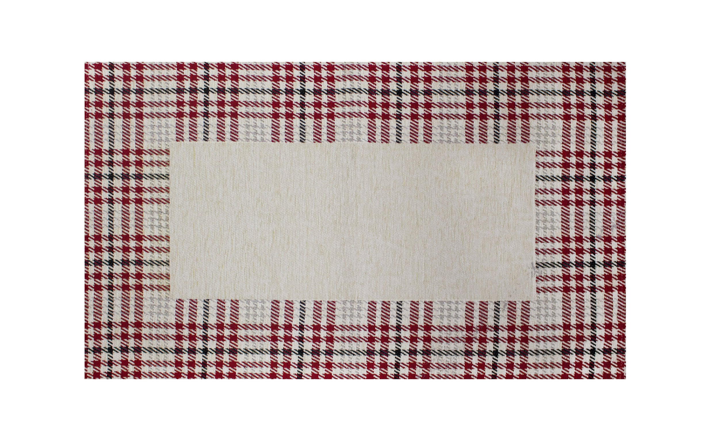 Tappeto da cucina Oxford con motivo a quadri rossi e bianchi, antiscivolo, dimensioni 57x80 cm.