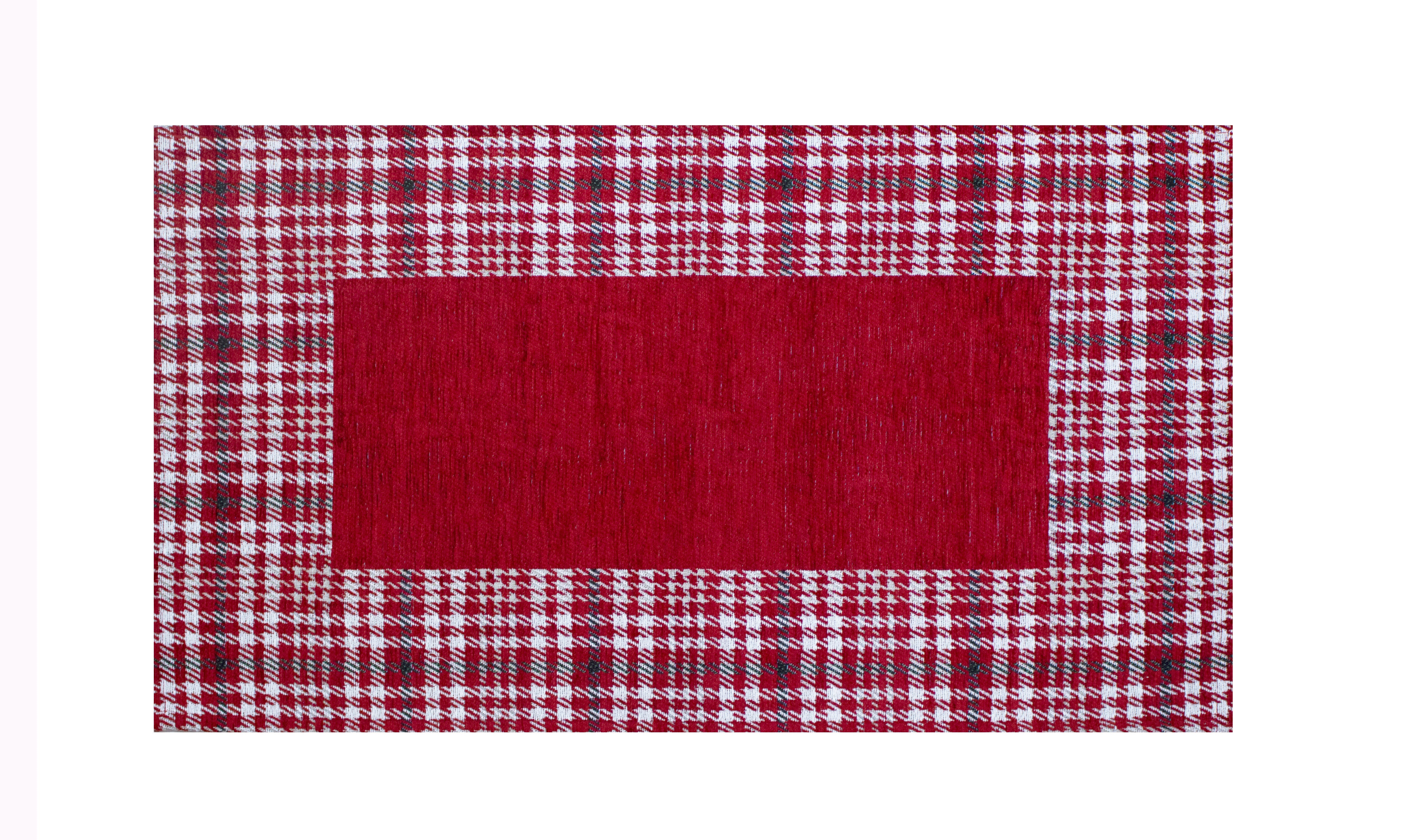 Tappeto da cucina Oxford rosso, 57x80 cm, antiscivolo, design moderno a scacchi, facile da pulire.