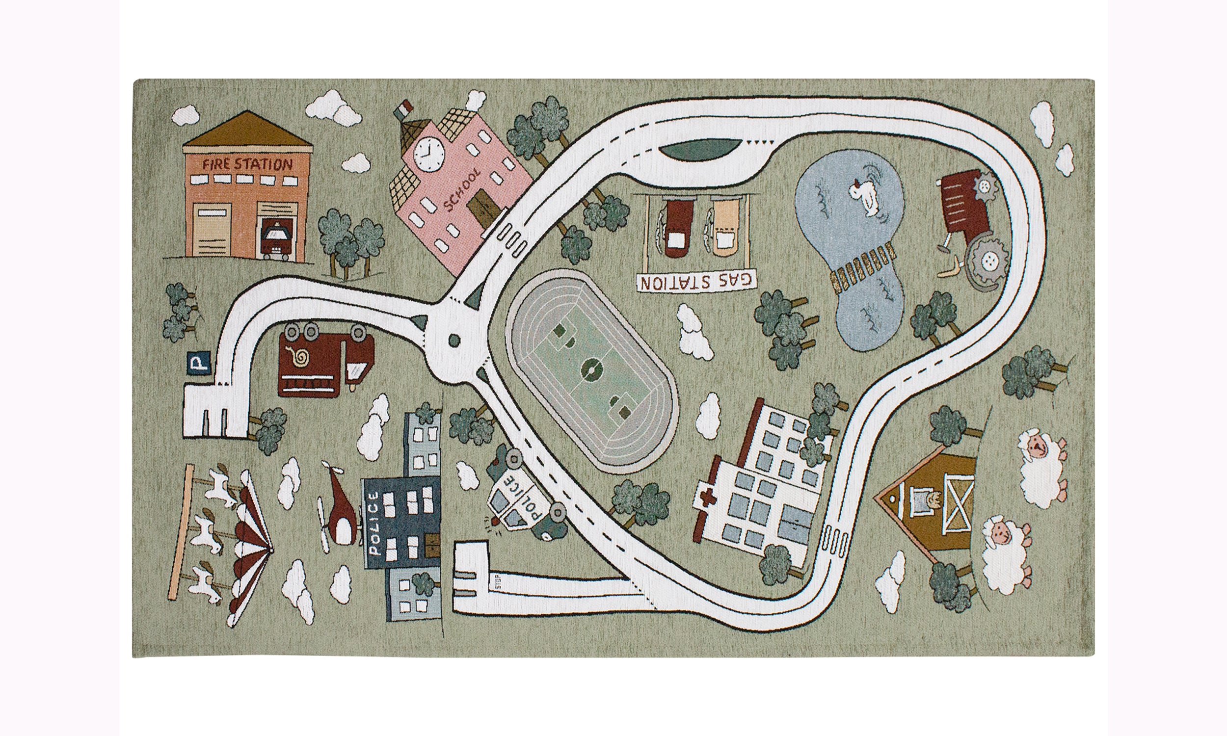 Tappeto cameretta con mappa stradale, ideale per giochi creativi dei bambini, dimensioni 80x150 cm.