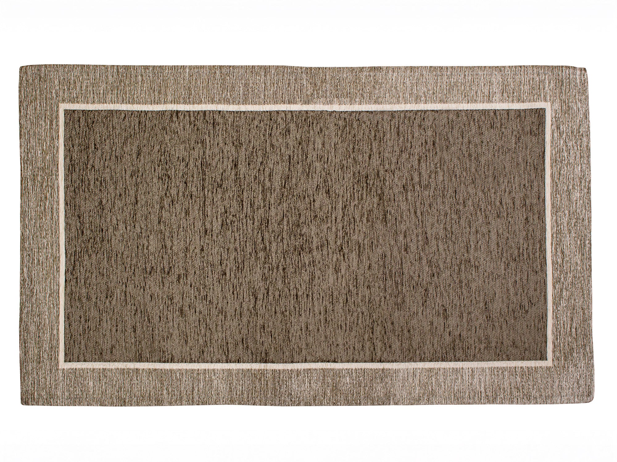Tappeto arredo Dis.Roma grigio caldo scuro con bordo chiaro, misura 115x175 cm e antiscivolo.
